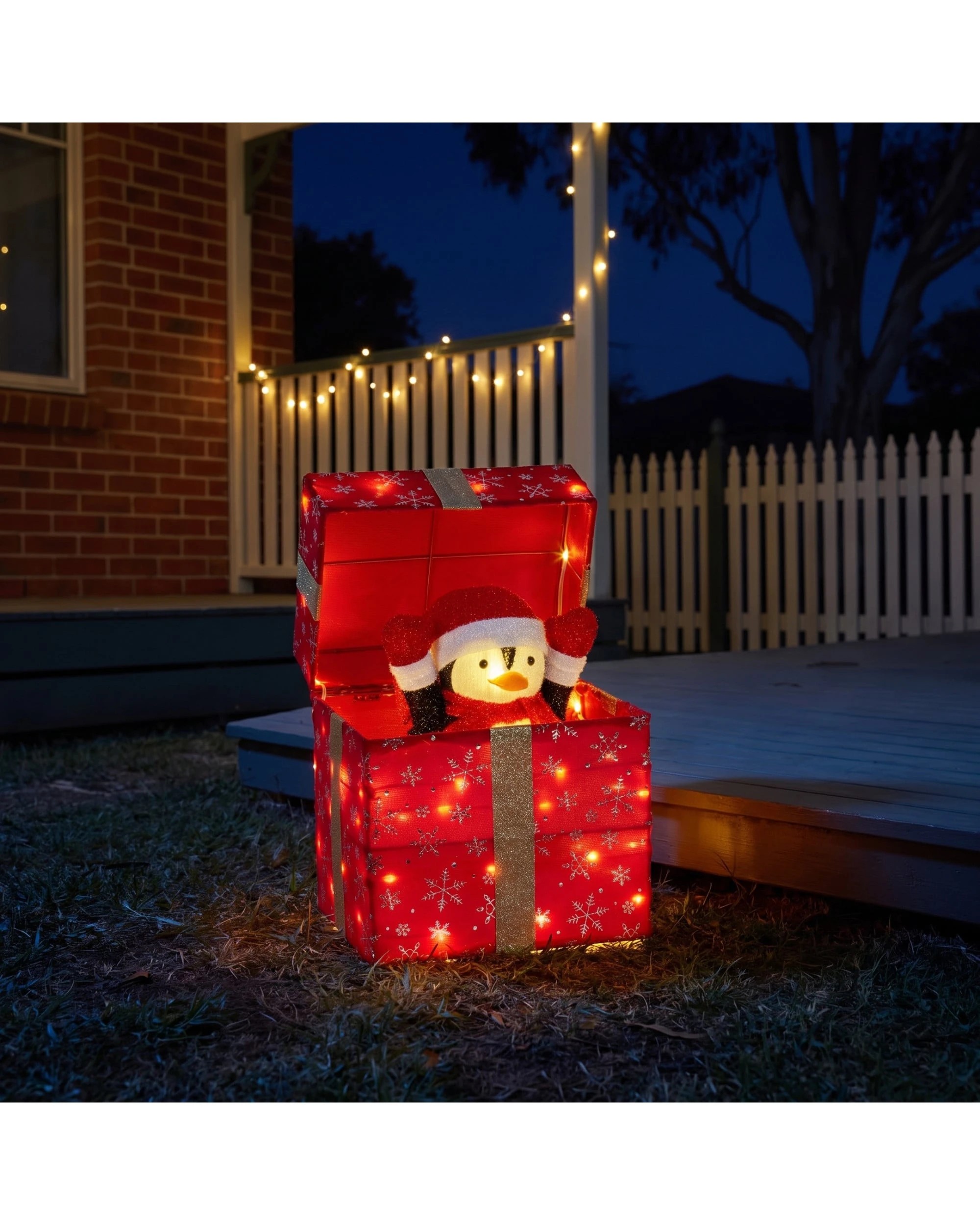 Christabelle 30cm Animated Penguin Gift Box Christmas Display - LED ...