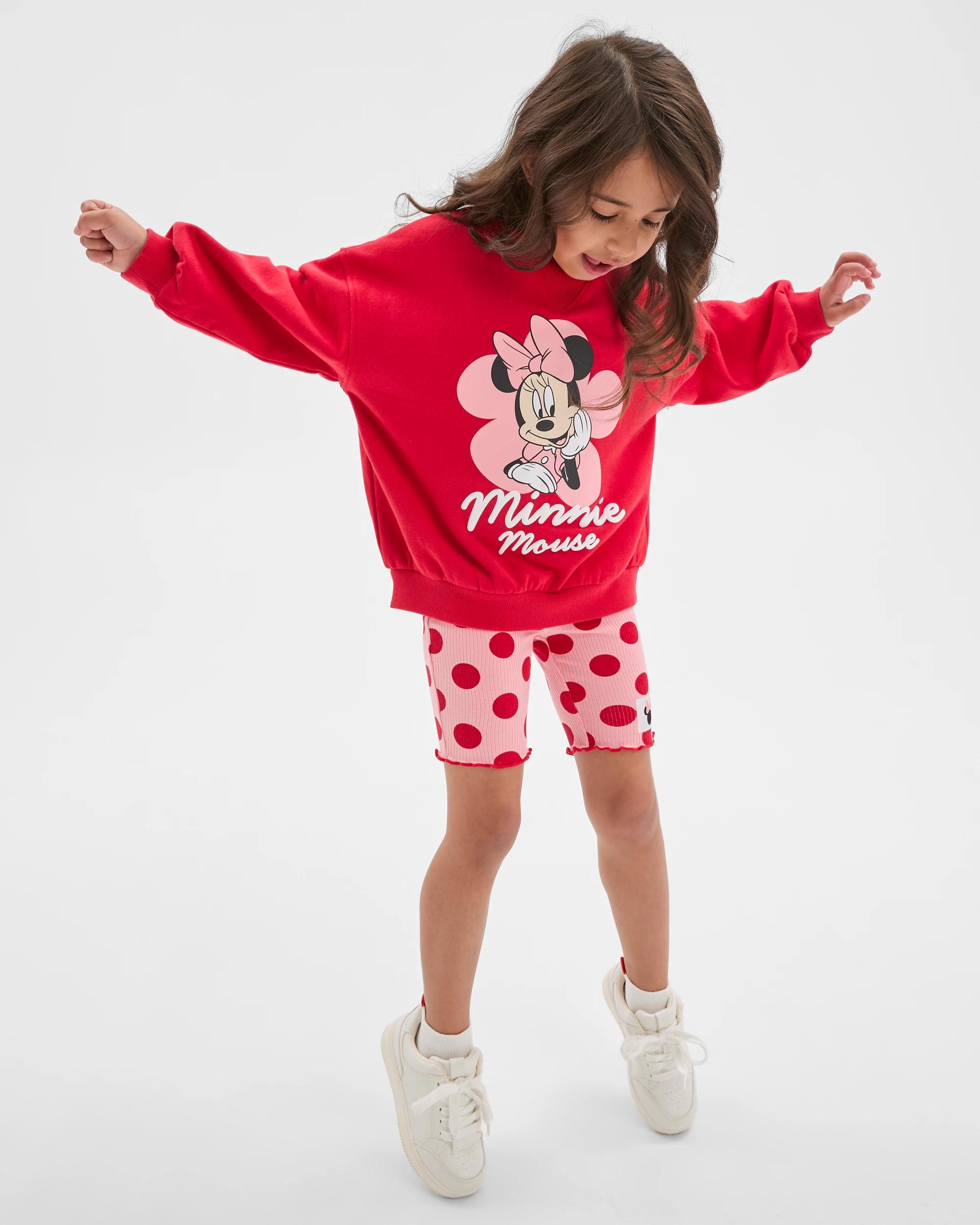 2 Disney Minnie Mouse Australian Cotton Blend Jumper and Bike Shorts Set PINK, 2 of 6