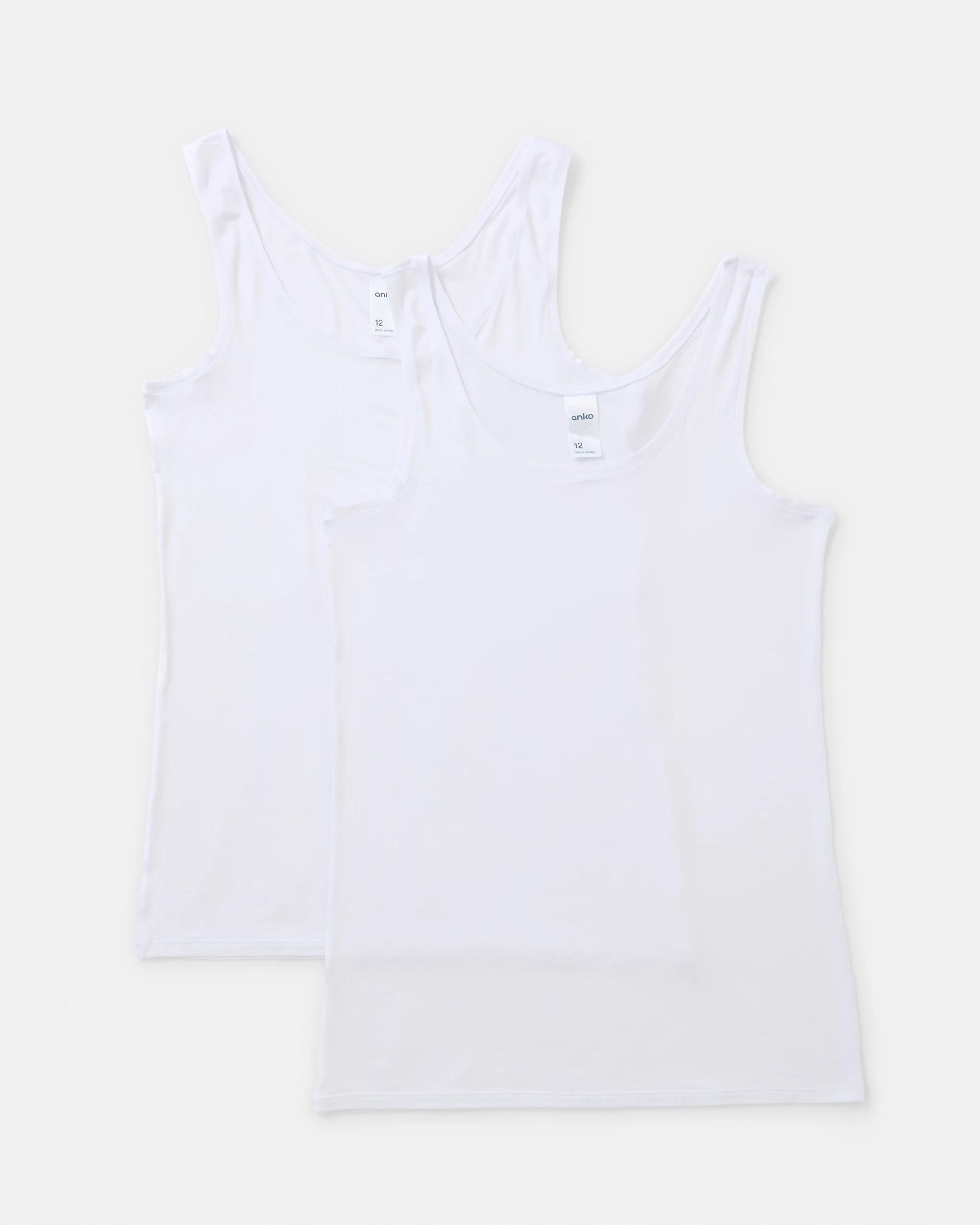 1 2 Pack Bamboo Thermal Tank White, 1 of 5