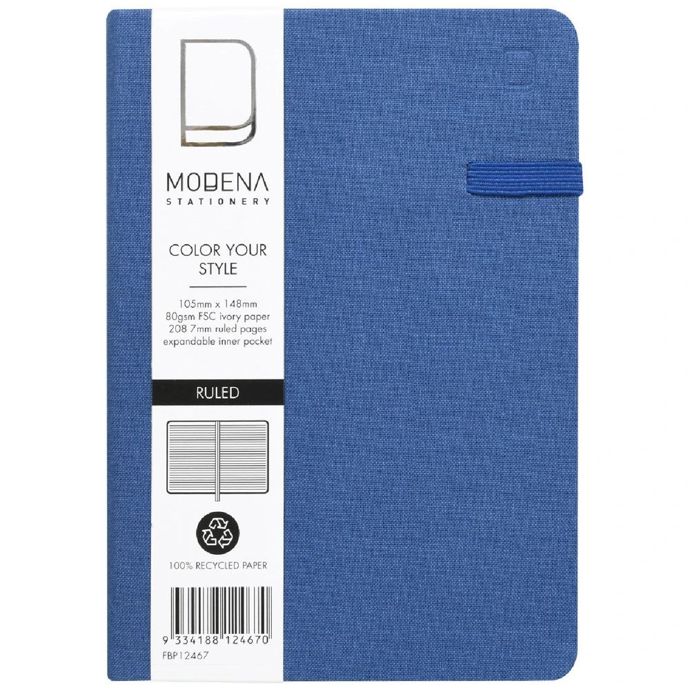 1 Modena A6 Linen Ruled Notebook Navy, 1 of 5