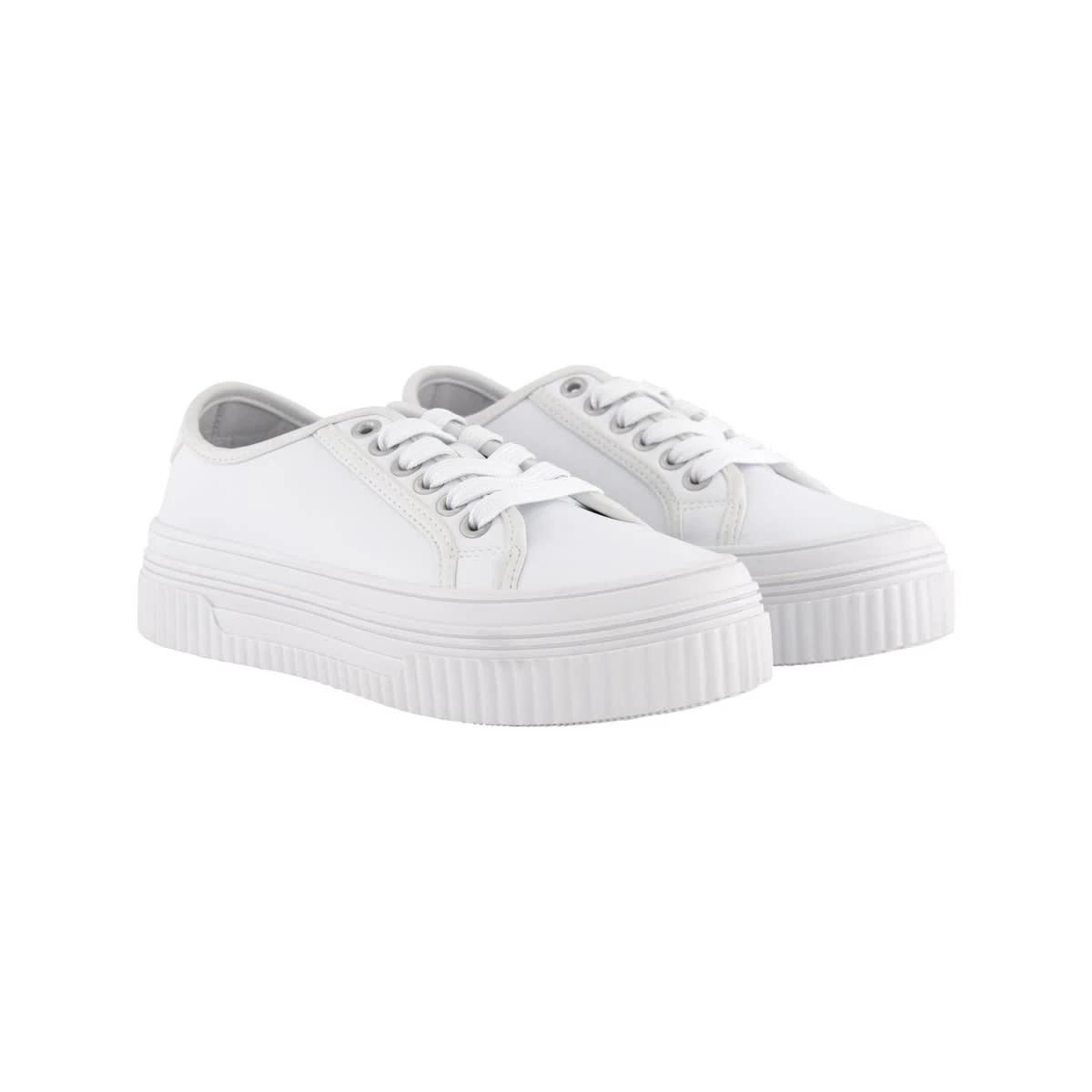 2 Chunky Casual PU Lace Up Sneakers White, 2 of 5