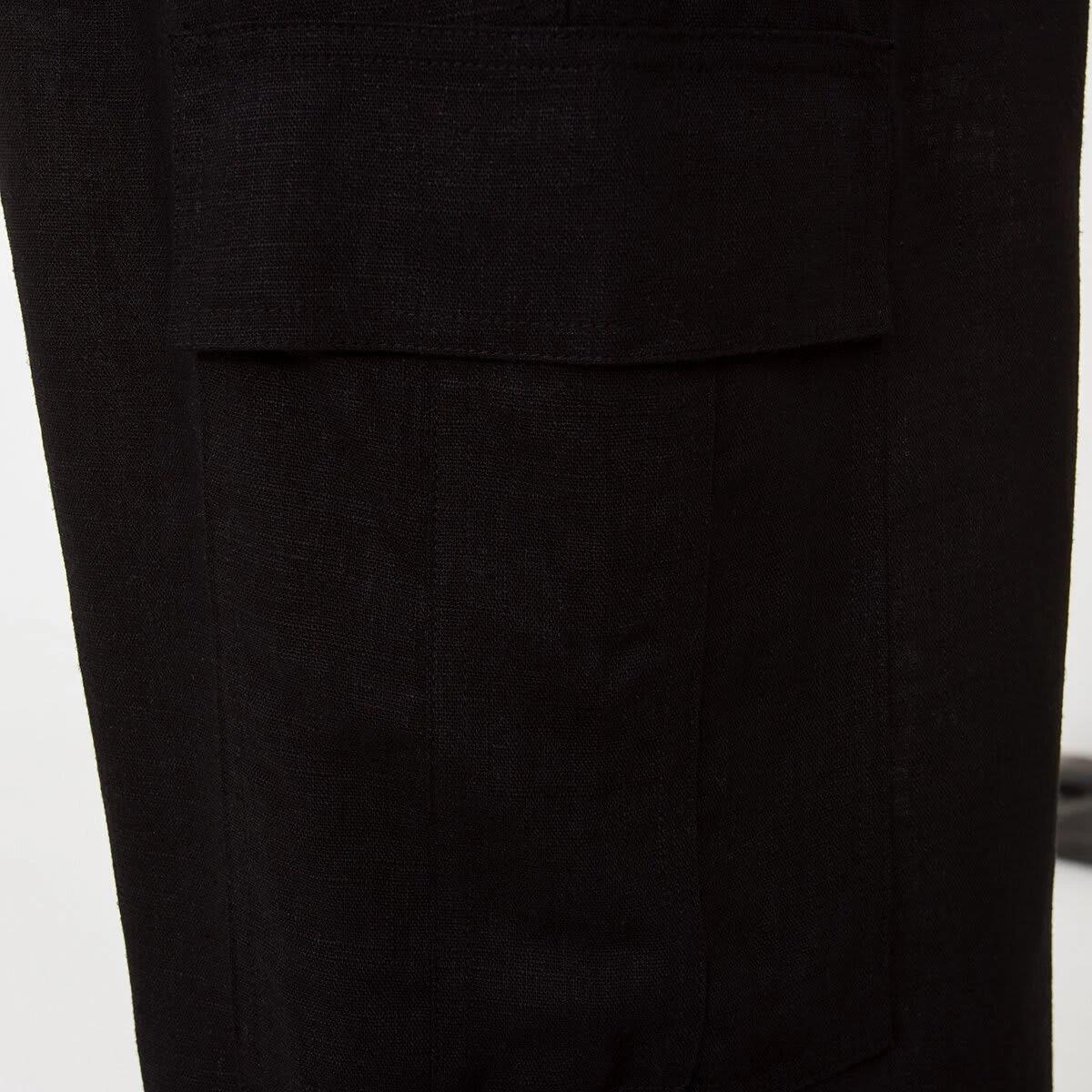 6 Linen Blend Cargo Pants Black, 6 of 6