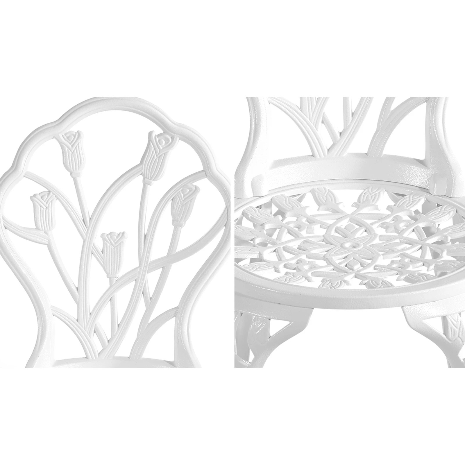 6 Livsip 3 Piece Outdoor Furniture Setting Chairs Table Bistro Patio Dining Set
 - White, 6 of 10