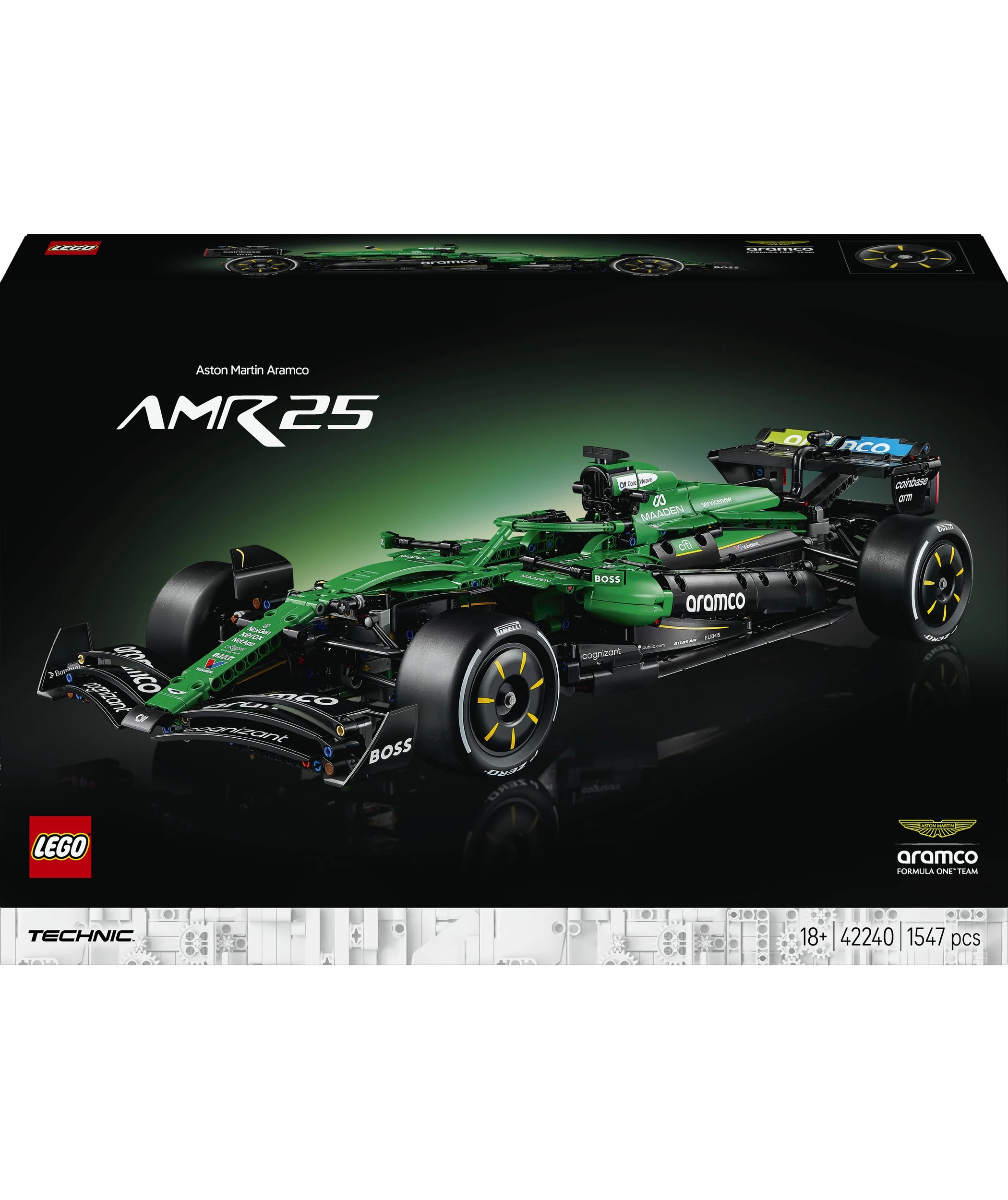 1 LEGO Technic Aston Martin Aramco AMR25 F1 Car 42240, 1 of 10