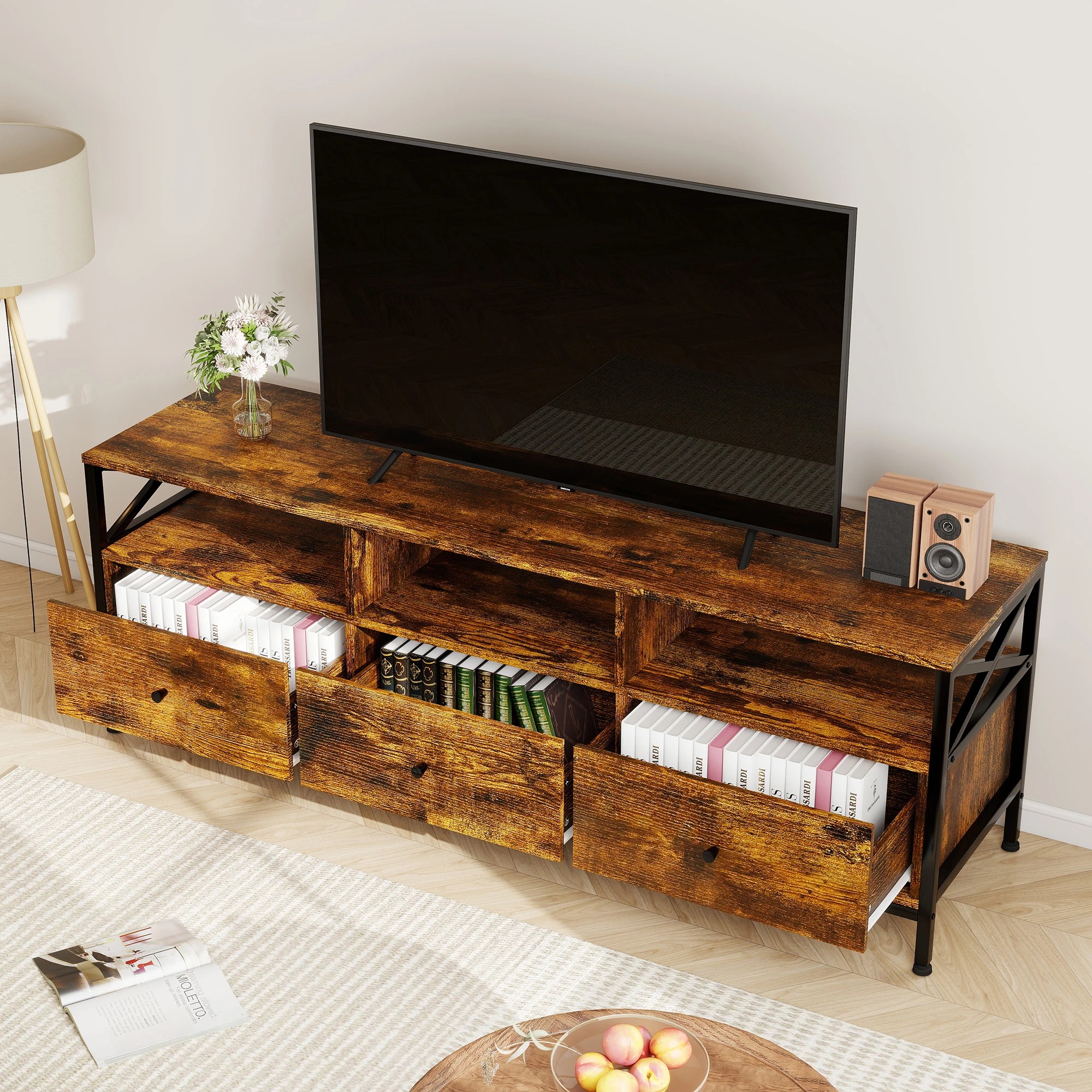 8 Levede Wooden TV Stand 3 Drawers 147cm - Brown, 8 of 10