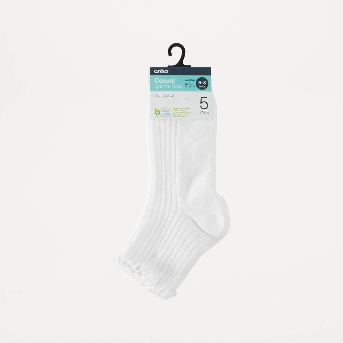 3 5 Pack Frill Quarter Crew Socks WHITE, 3 of 3