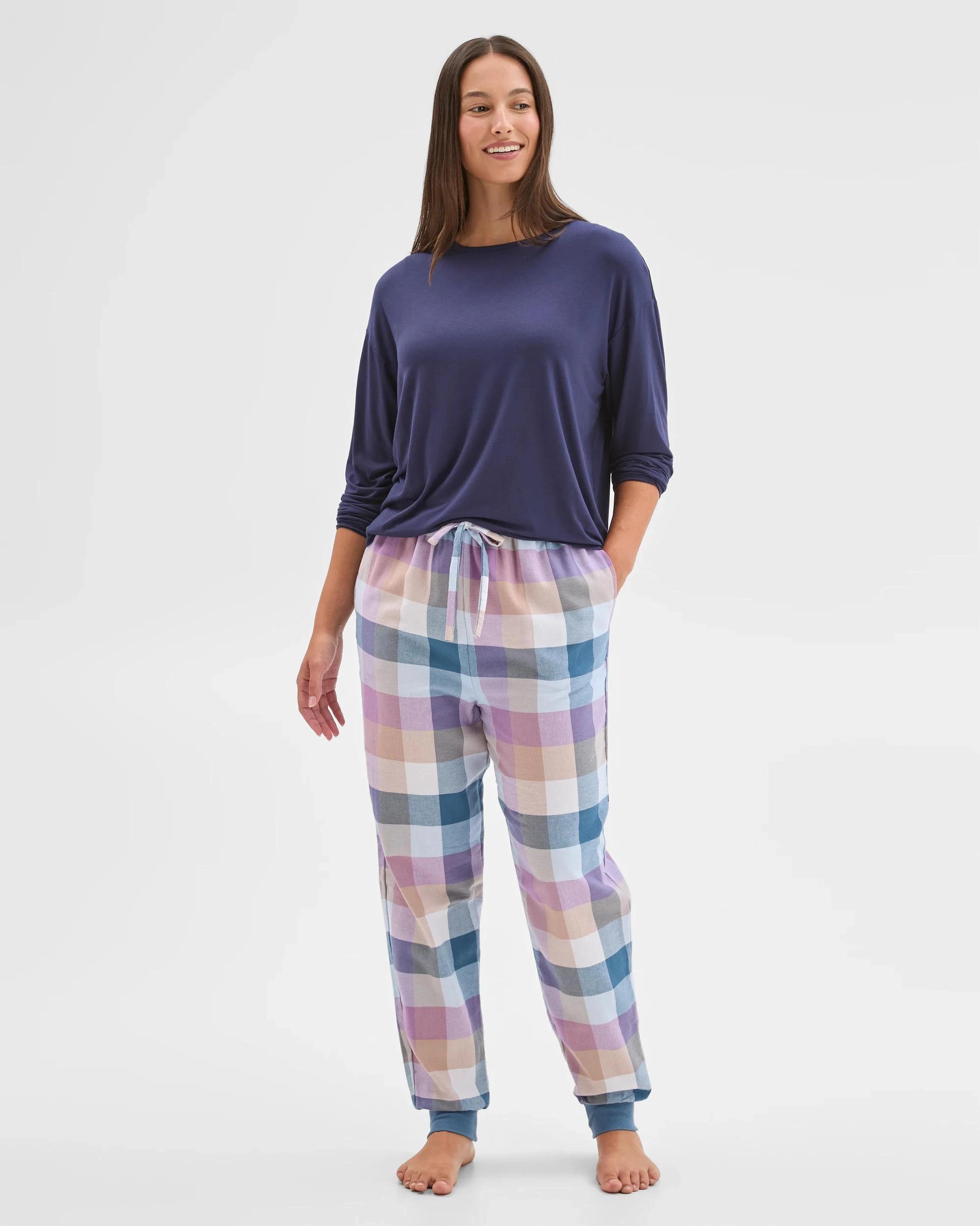 2 Target Woman Australian Cotton Flannelette Jogger Sleep Pants BLUE BUFFALO, 2 of 5