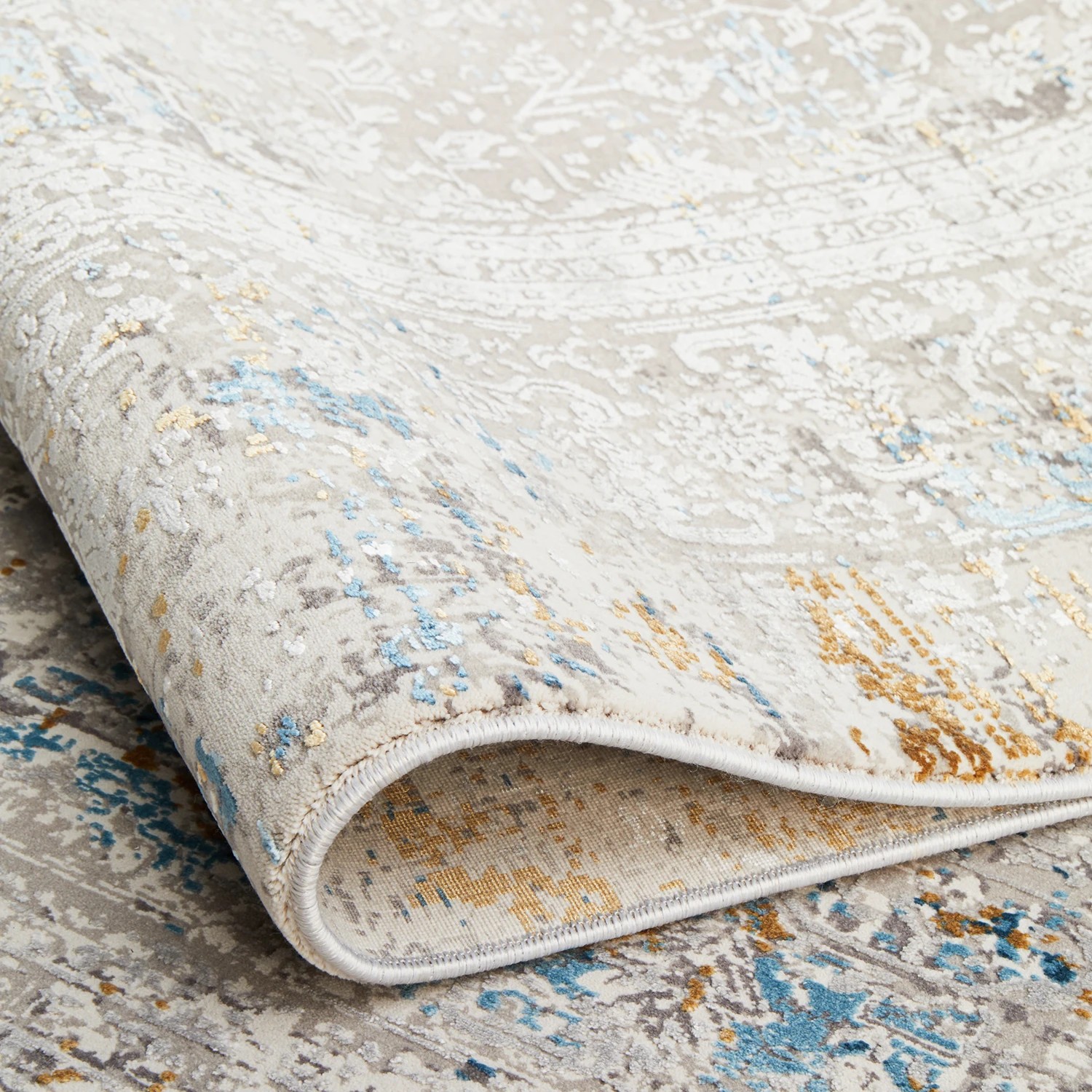 9 Common Ground Rugs Glimmers 104 330x240cm - Extra Large Bamboo Silk Power Loomed Floor Rug - Blue, 9 of 9