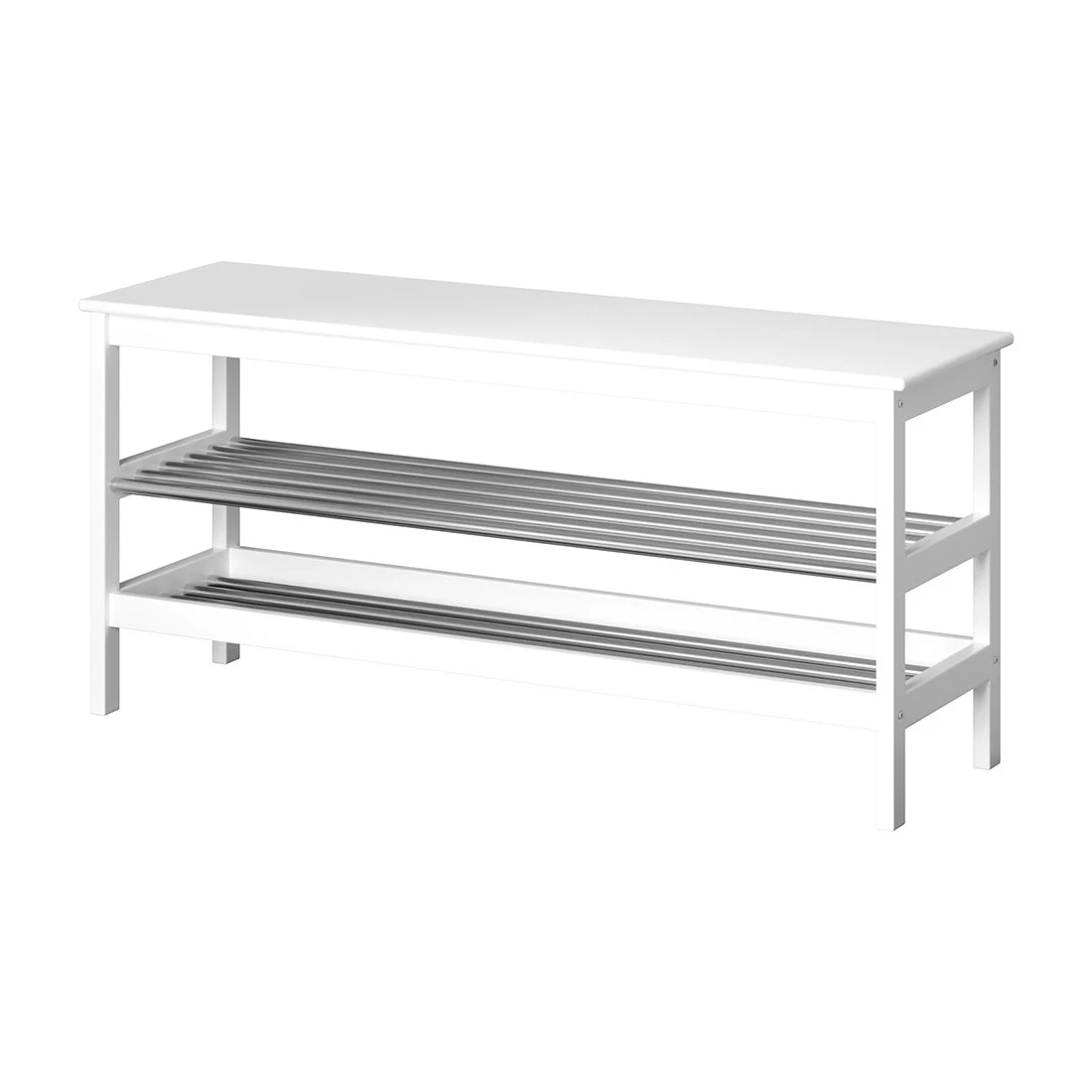 1 Artiss Shoe Rack Cabinet Bamboo Bench 10 Paris - White, 1 of 6