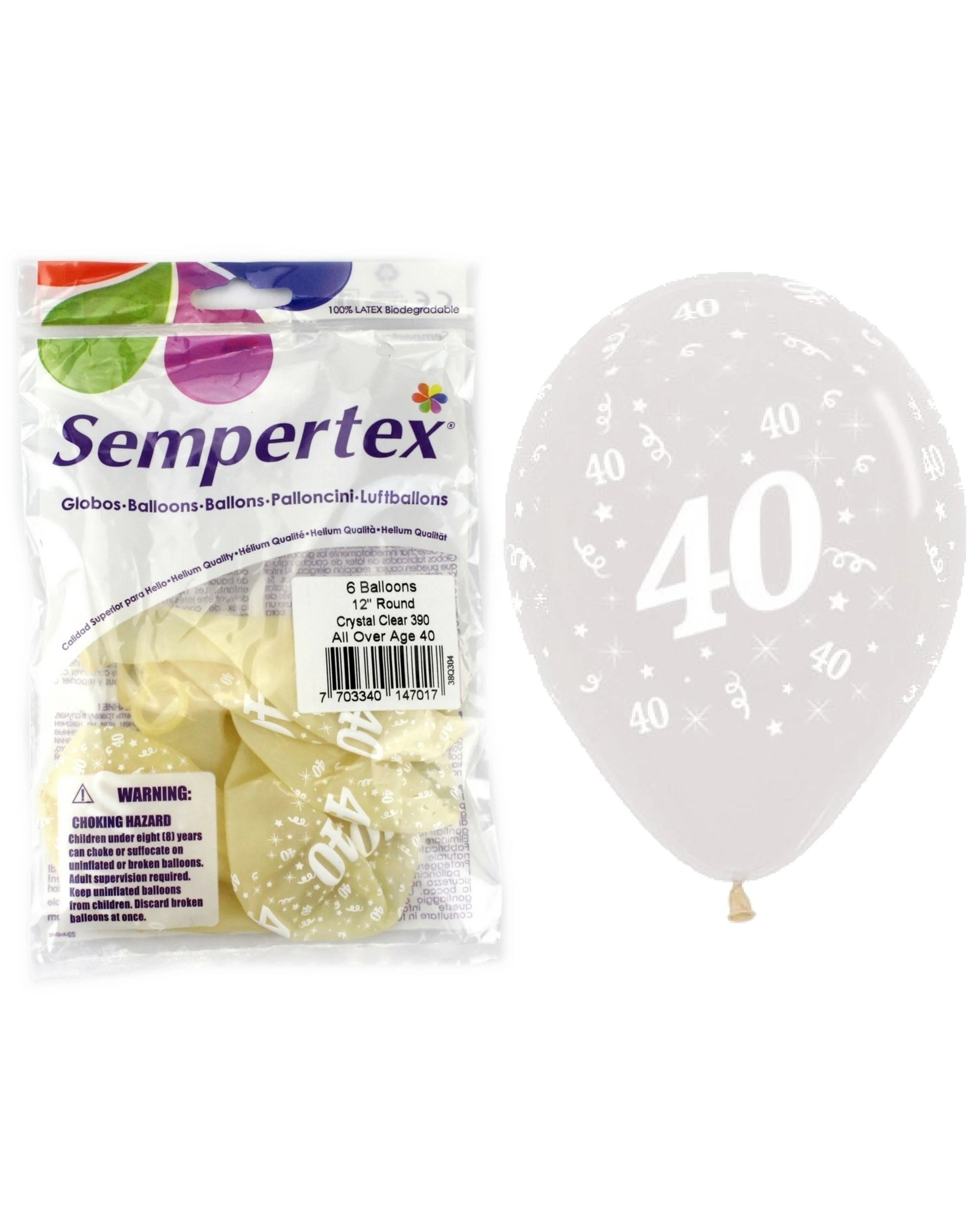 2 Sempertex 40th Jewel Crystal Balloons Pack of 6 - Clear, 2 of 2