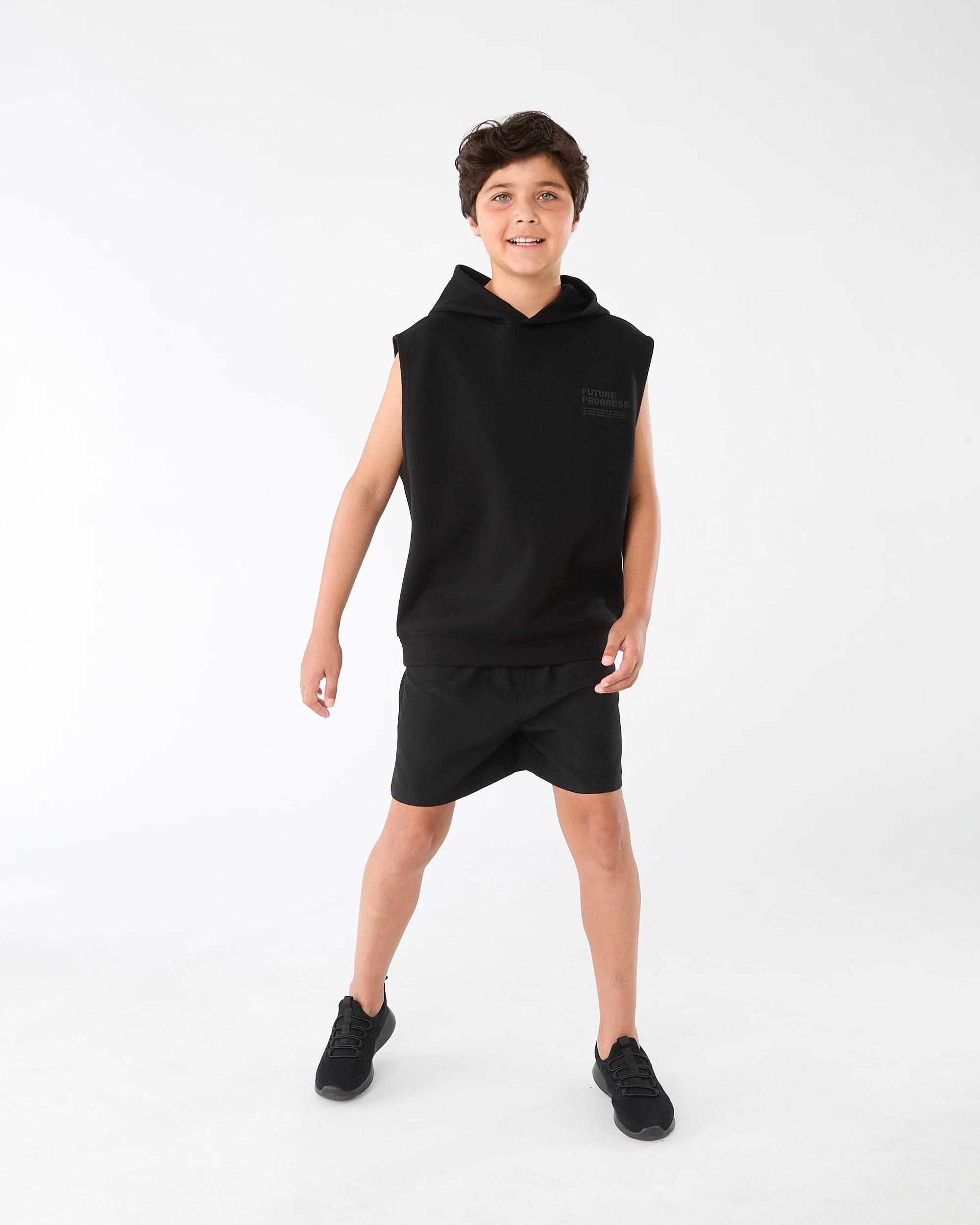 7 Active Kids Sleeveless Hoodie Blk Slogan, 7 of 8