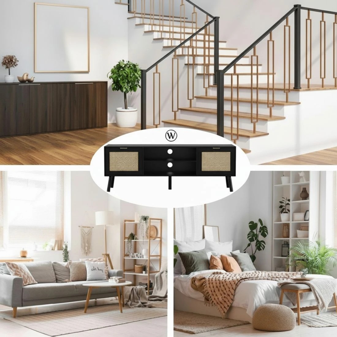 6 Artiss TV Unit 150cm Storage Cabinet - Black, 6 of 10