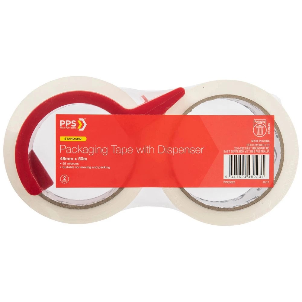 1 PPS Standard 48mm x 50m Packaging Tape with Dispenser 2 Pack, 1 of 1