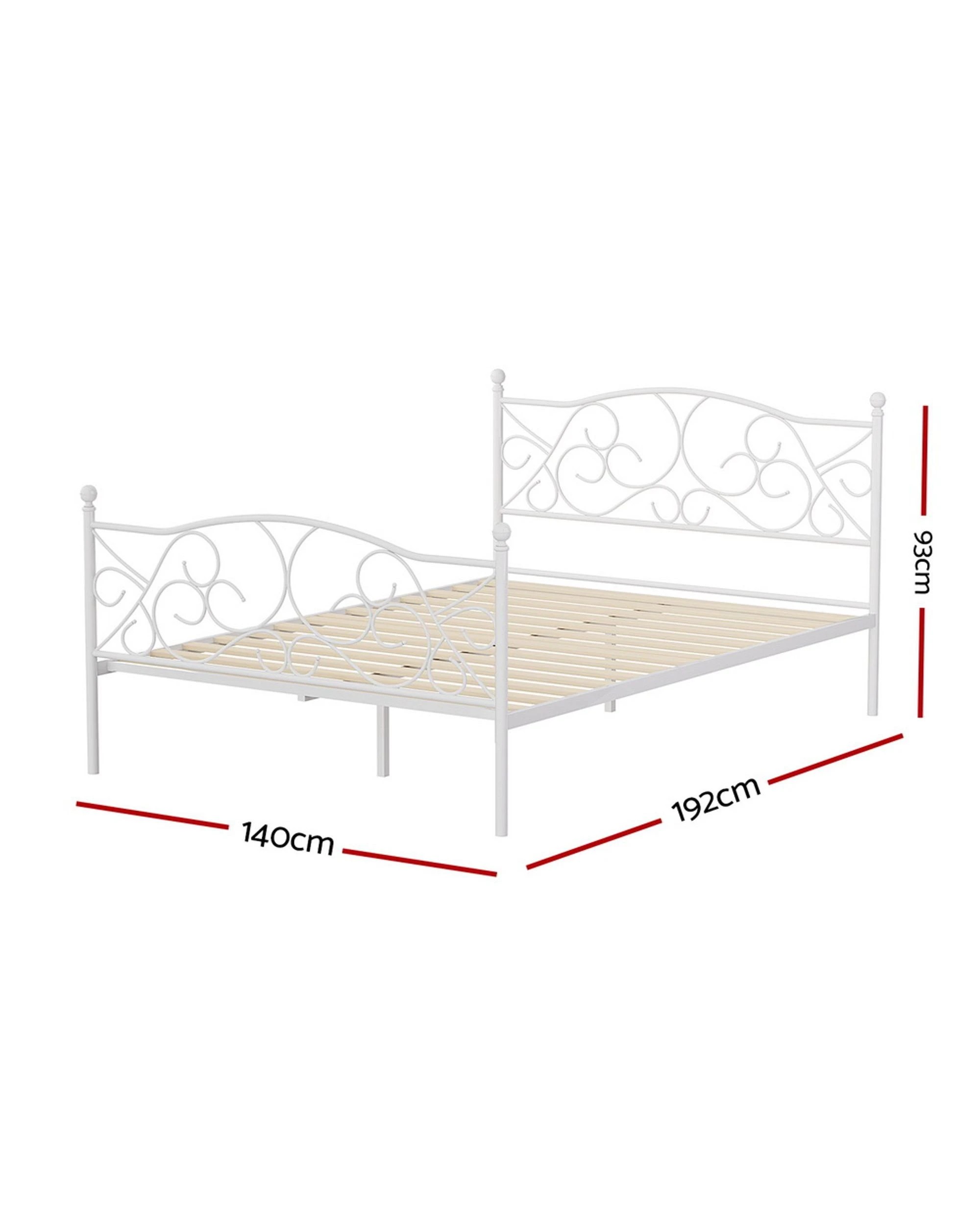2 Artiss Bed Frame Double Size Metal Frame GROA - White, 2 of 7