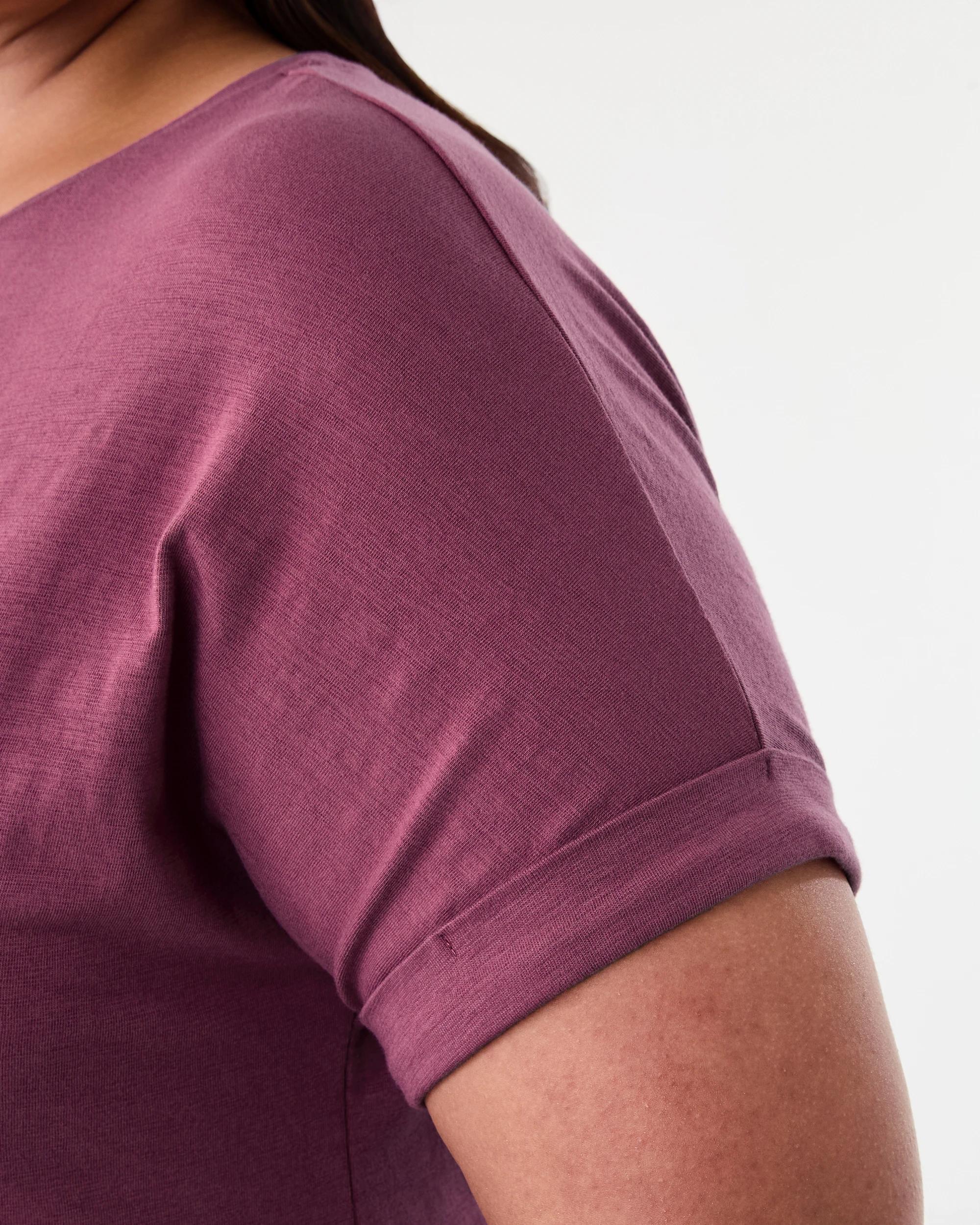 6 Curve Short Sleeve Longline Slub T-shirt Maroon, 6 of 7