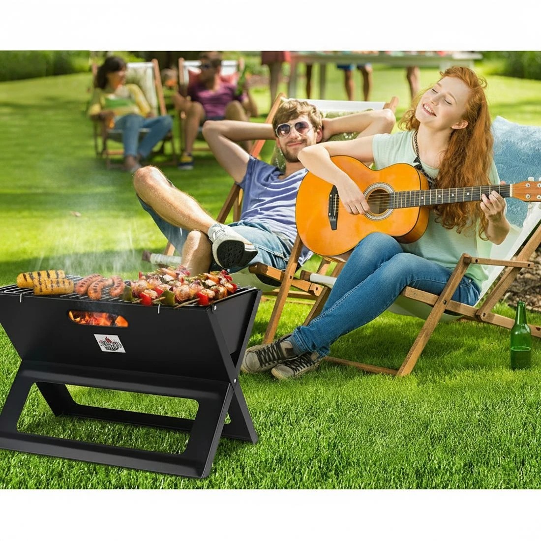 5 Grillz BBQ Grill  Smoker Foldable - Black, 5 of 6