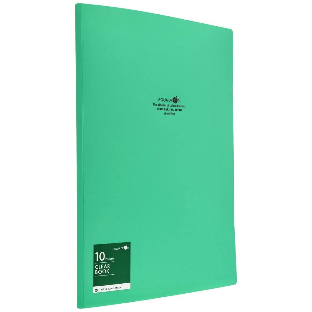 1 Aqua Drops Display Book A4 10 Pockets Vivid Green, 1 of 4