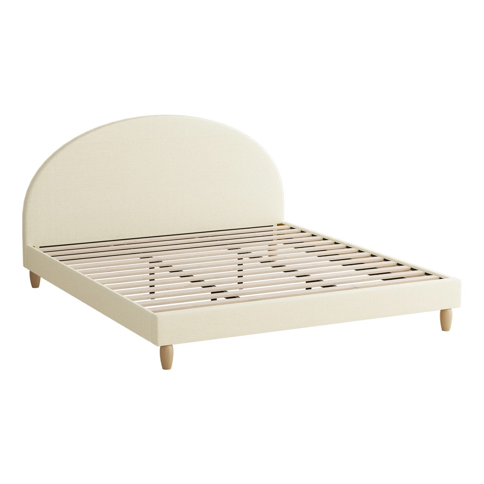 7 Oikiture King Bed Frame Arched Beds Platform
 - Beige, 7 of 10