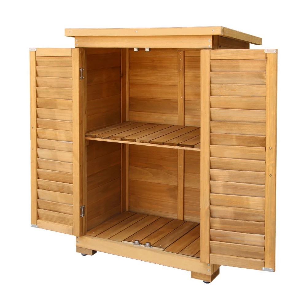 1 Gardeon Outdoor Storage Cabinet Box Wooden Portable Timber Garage Yard - Brown, 1 of 8