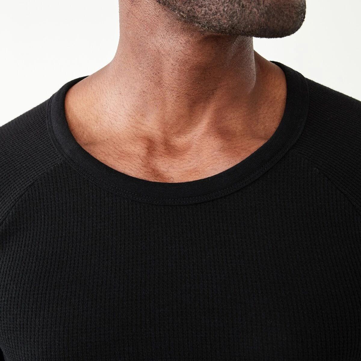 5 Long Sleeve Mini Waffle Thermal Top Black, 5 of 5