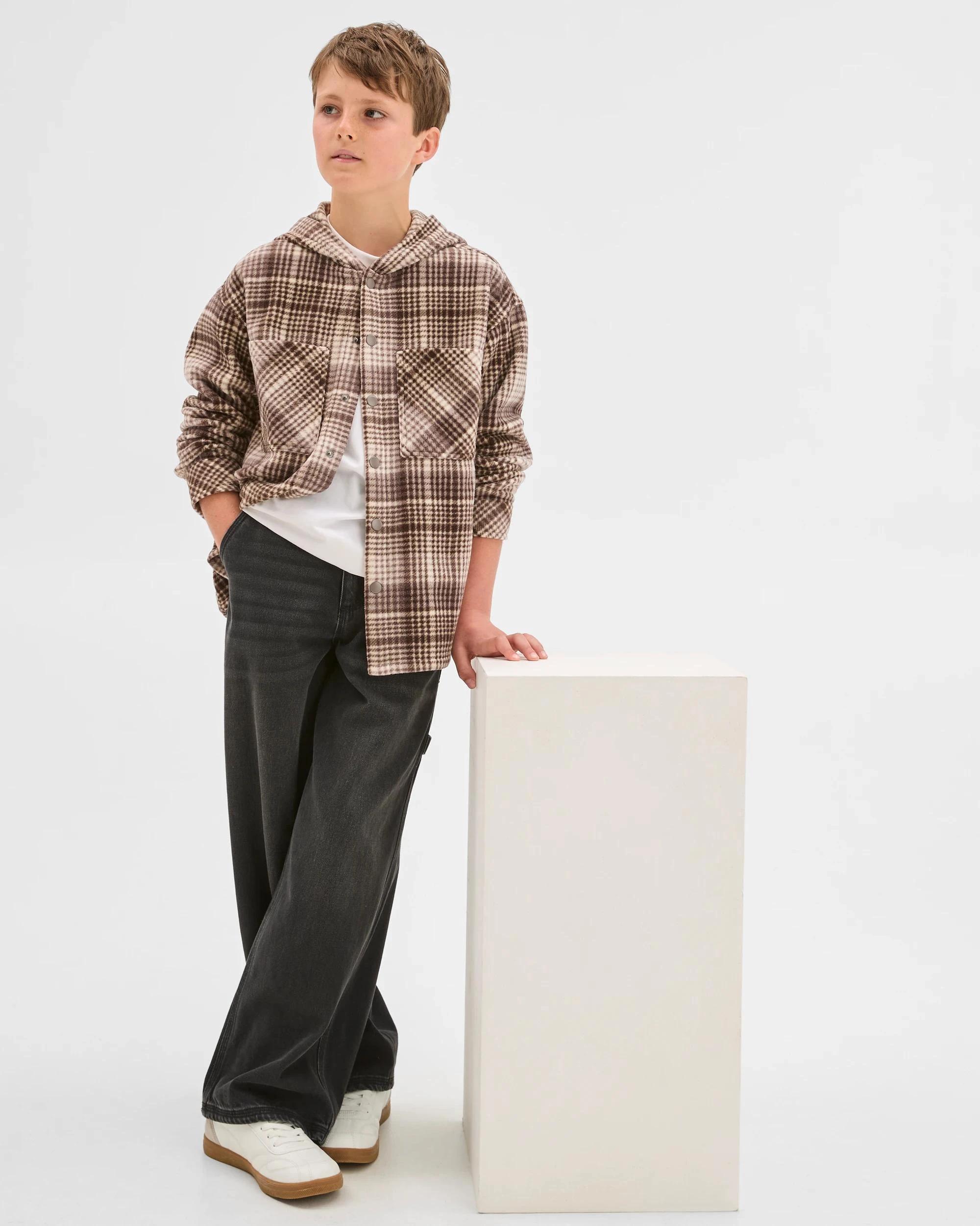 1 Target Kids Polar Fleece Long Sleeve Hooded Shirt WHITECAP GREY, 1 of 7