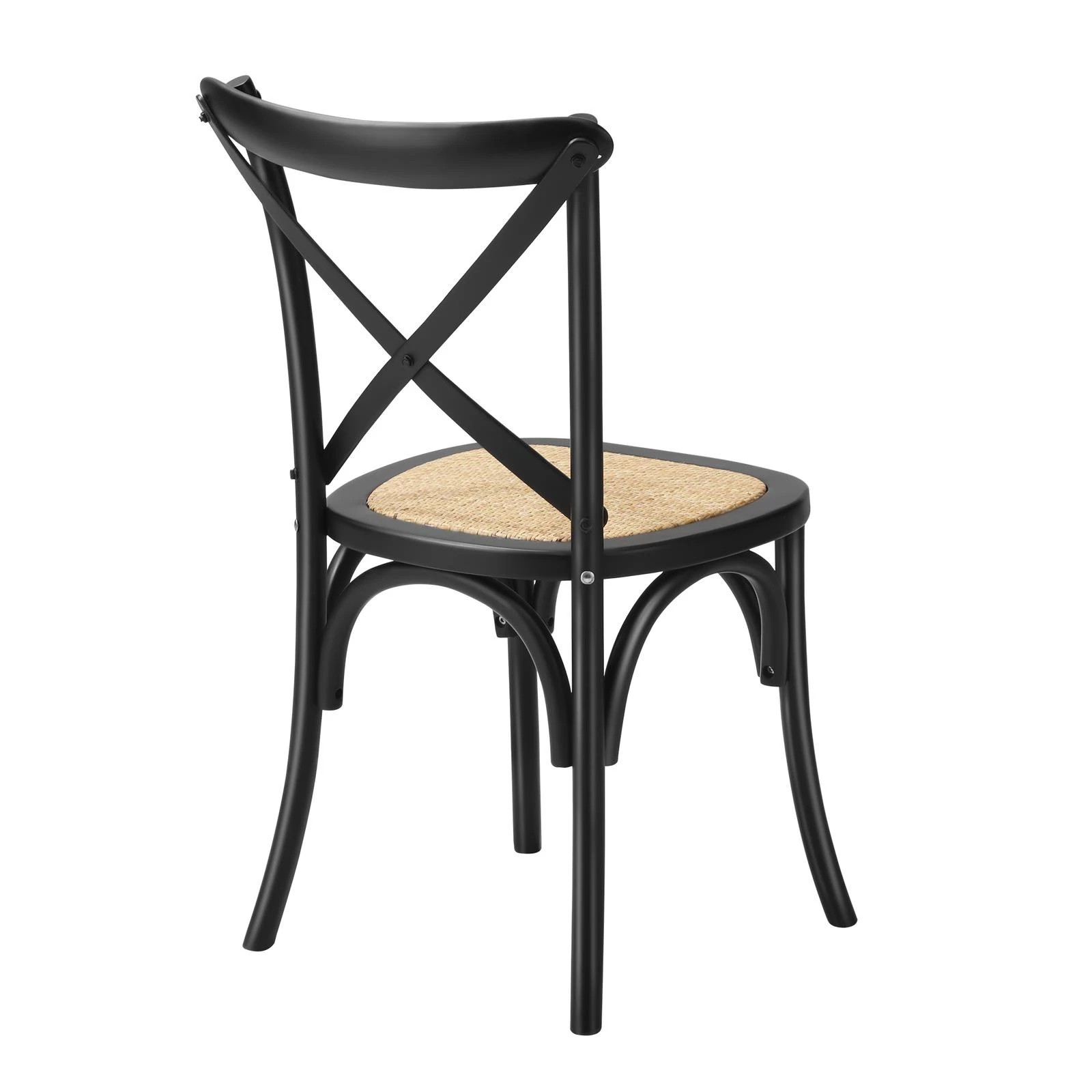 7 Oikiture 2pcs Crossback Dining Chair Solid Birch Timber Wood Ratan Seat
 - Black, 7 of 10
