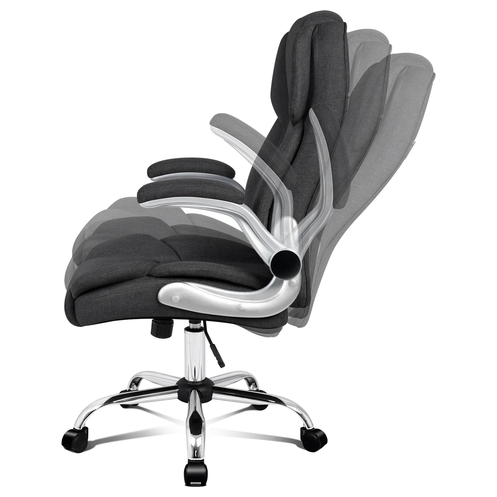 9 Alfordson Office Chair Executive Computer Gaming Racer Fabric Work Seat - Black, 9 of 10