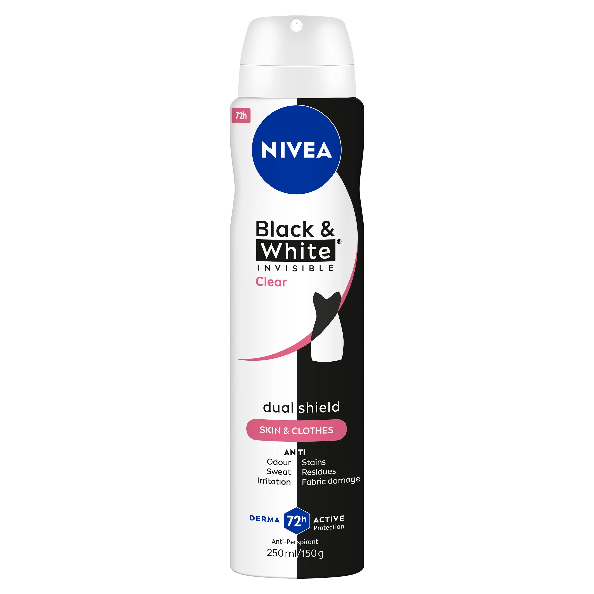 1 Nivea Black & White Invisible Clear Anti-Perspirant Aerosol Deodorant 250ml, 1 of 8