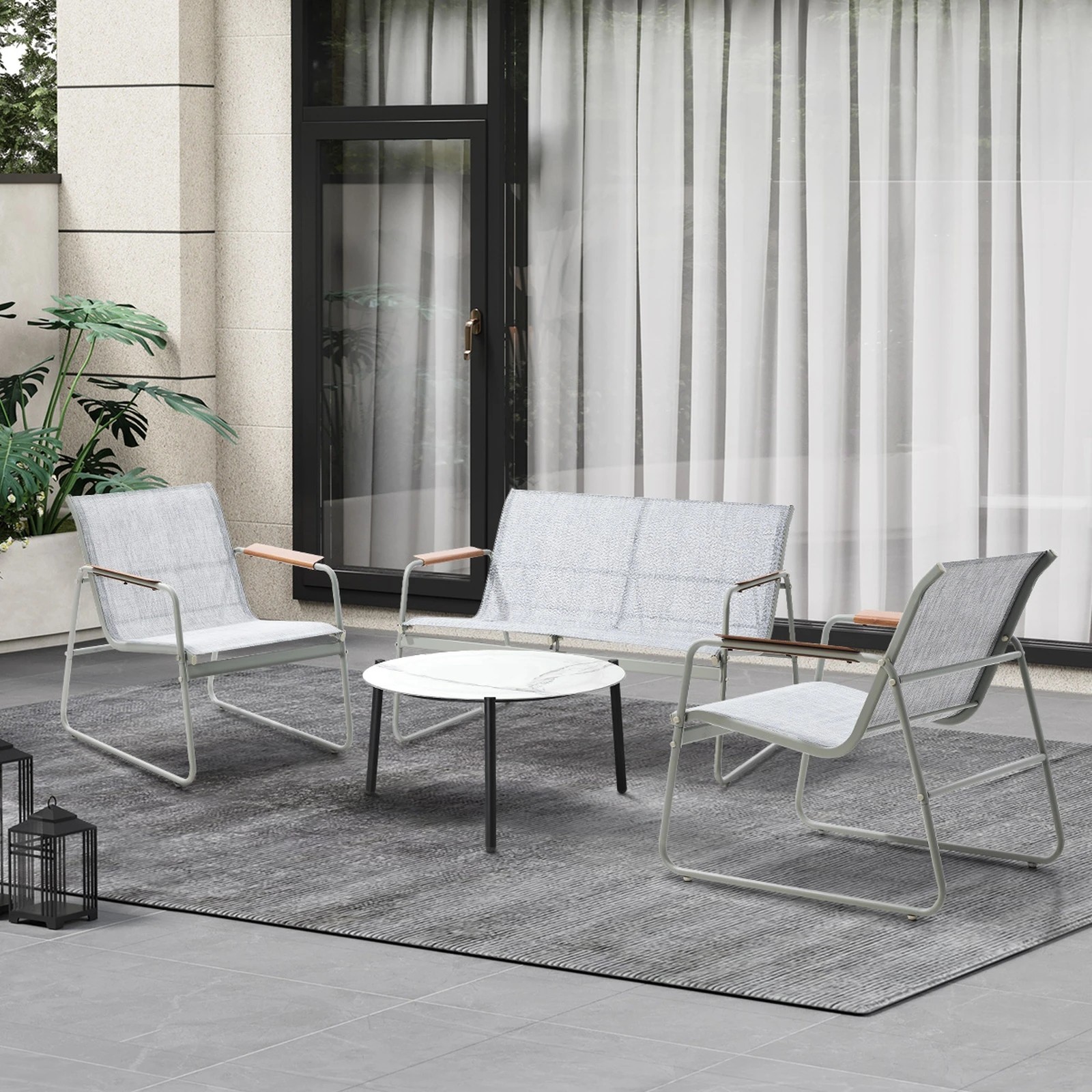4 Livsip Outdoor Lounge Setting 4 Seater Furniture Patio 70cm Coffee Table Chair - Multi, 4 of 9