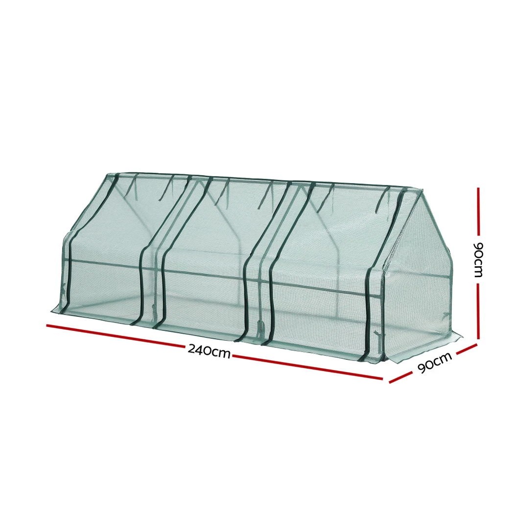 1 Fingers Mini Greenhouse Steel Frame PE Cover Outdoor Shelter - Green, 1 of 2
