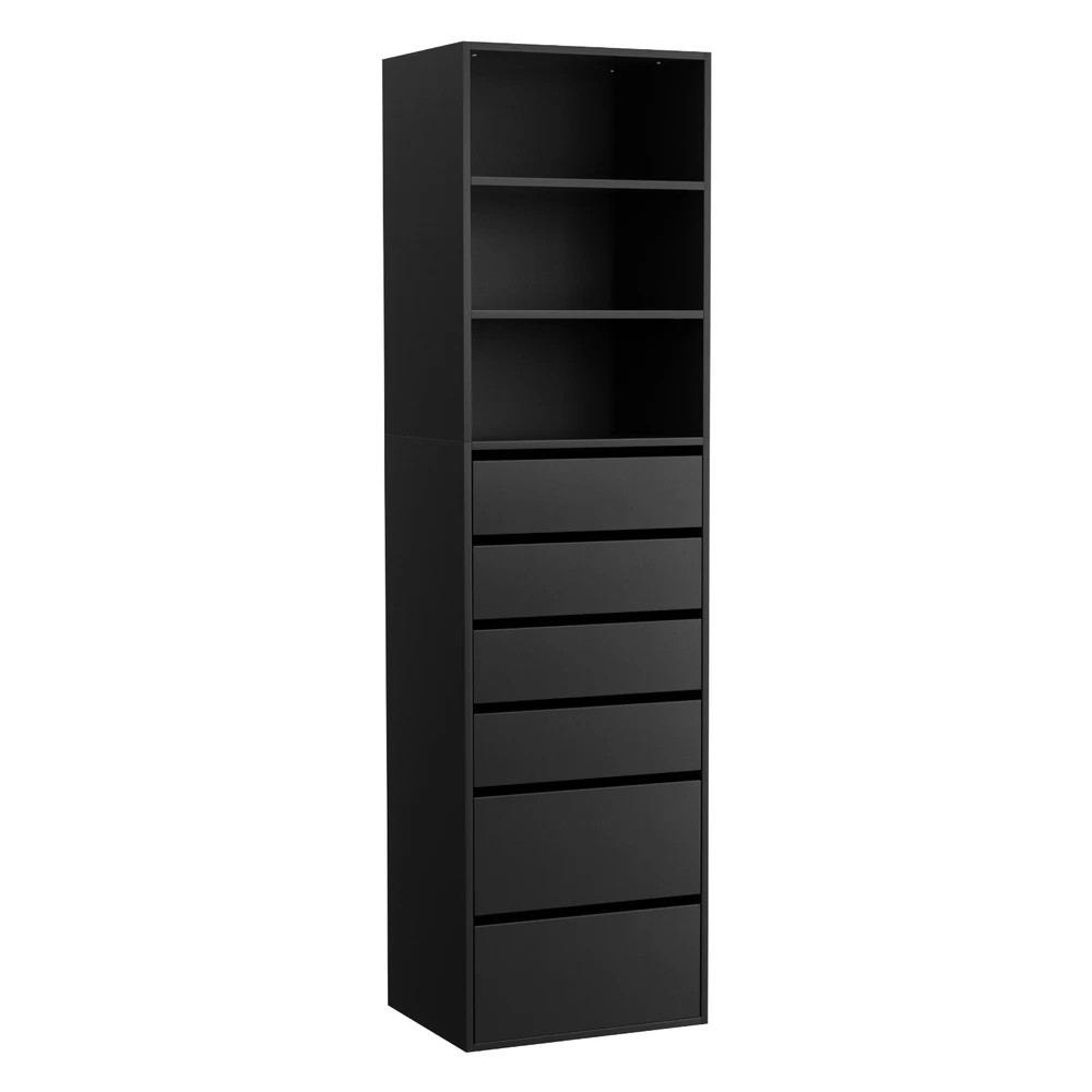 1 Artiss 6 Chest of Drawers Tallboy Cabinet - Black, 1 of 6