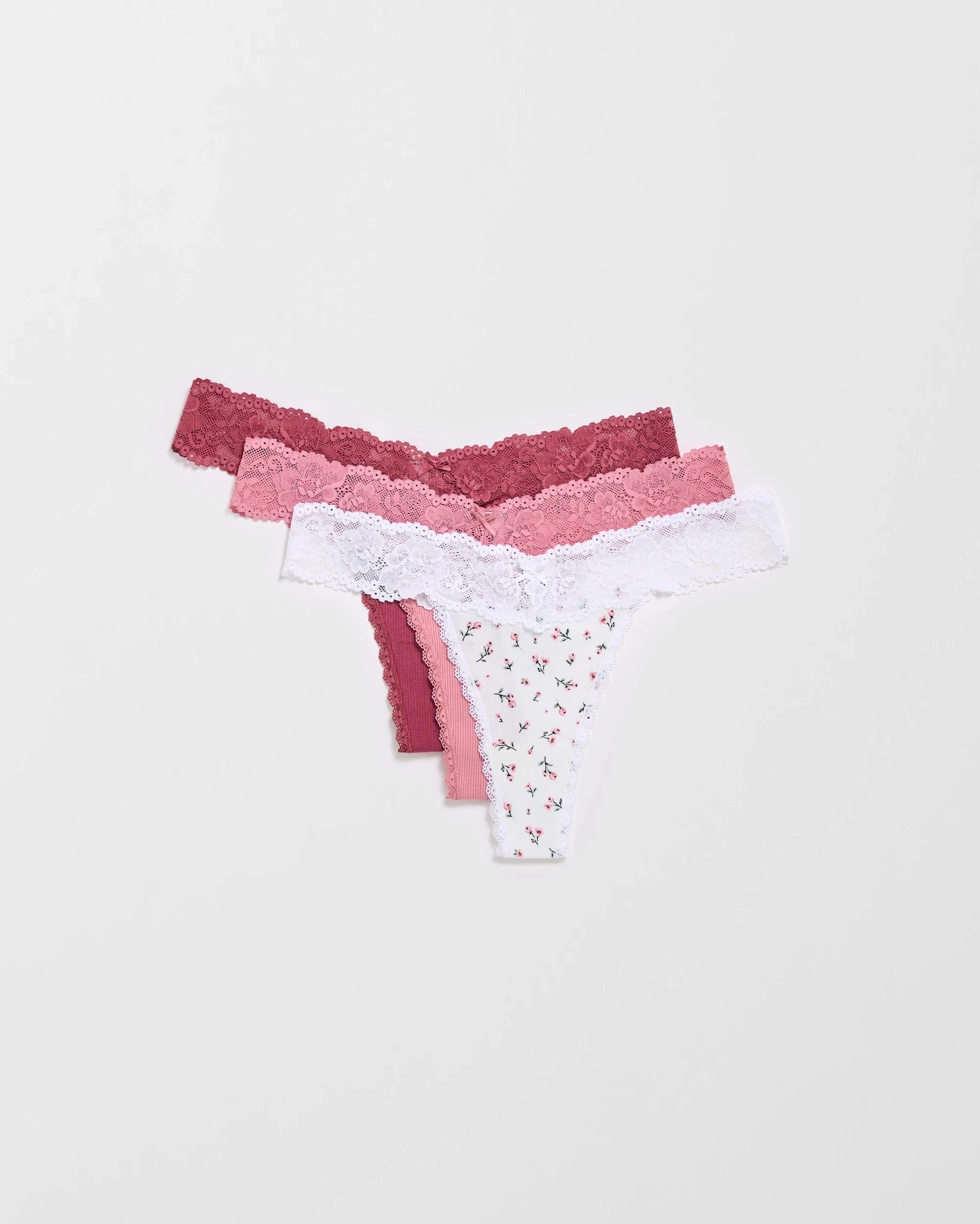 4 Target Woman Australian Cotton & Lace Womens G-String Briefs 3 Pack HAWTHORN ROSE/FOX GLOVE/LAYLA DITSY WHITE, 4 of 4