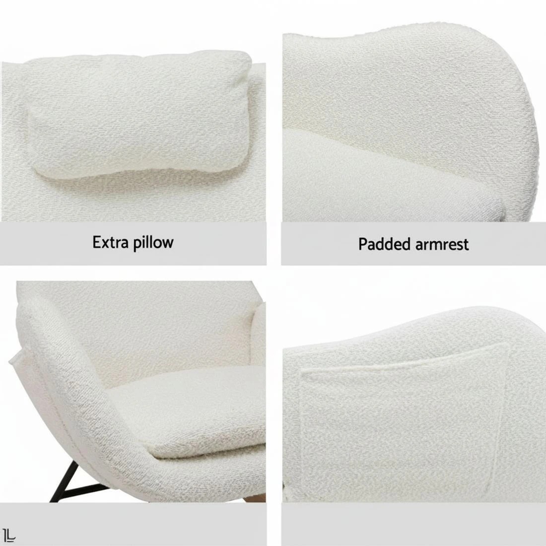 6 Artiss Rocking Chair Armchair Pillow - White, 6 of 6