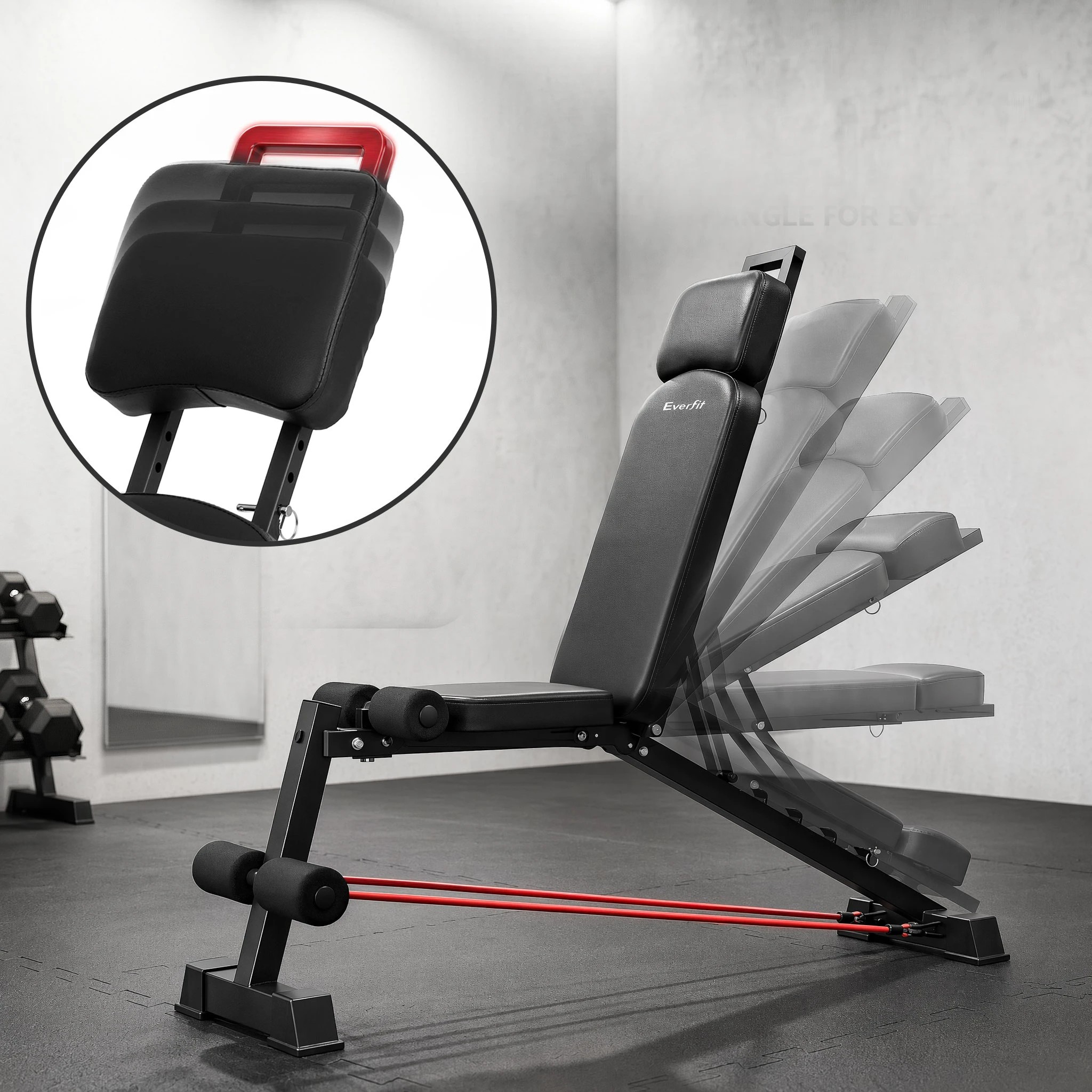 6 Everfit Adjustable Weight Bench Foldable Multi-Function Weight Bench - Black, 6 of 8