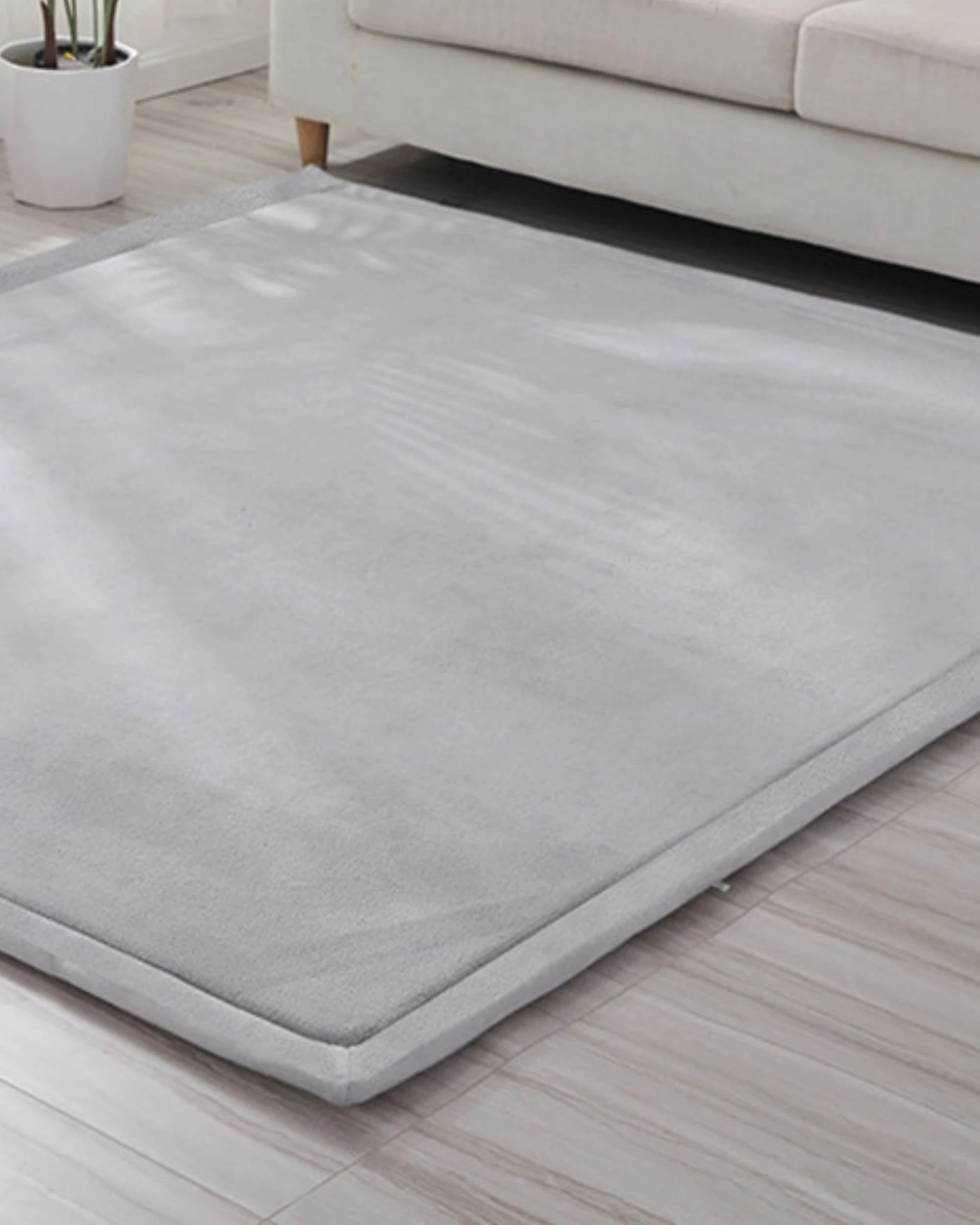 3 Kitchee Foam Floor Mat 200x200cm - Padded Thick Soft Tatami Style Rug Grey, 3 of 4