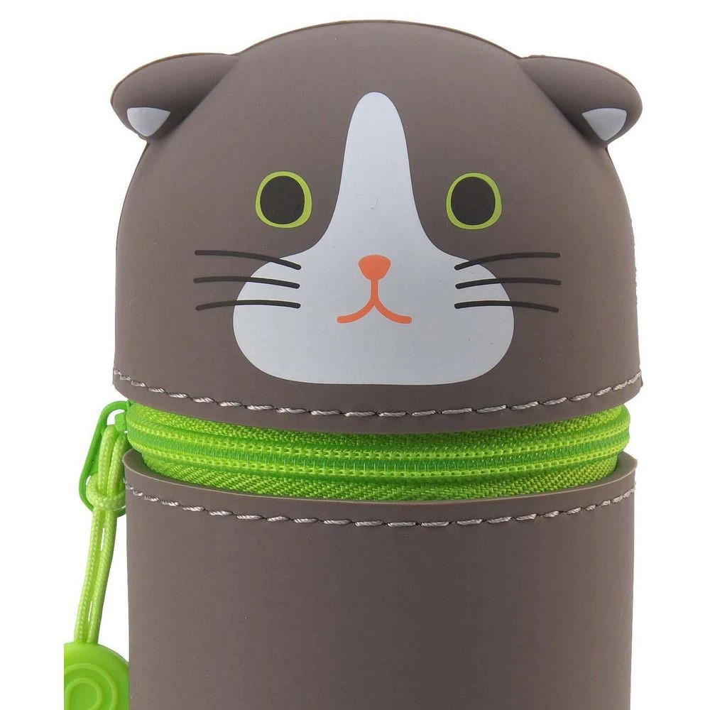 2 PuniLabo Single Zip Stand Up Silicone Pencil Case Brown Cat, 2 of 2