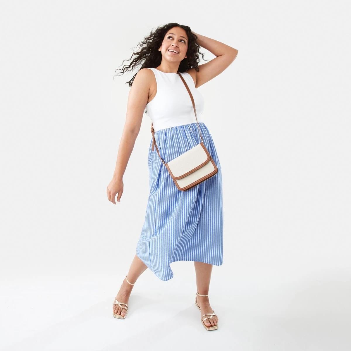6 Woven Contrast Crossbody Bag Nat Tan, 6 of 6