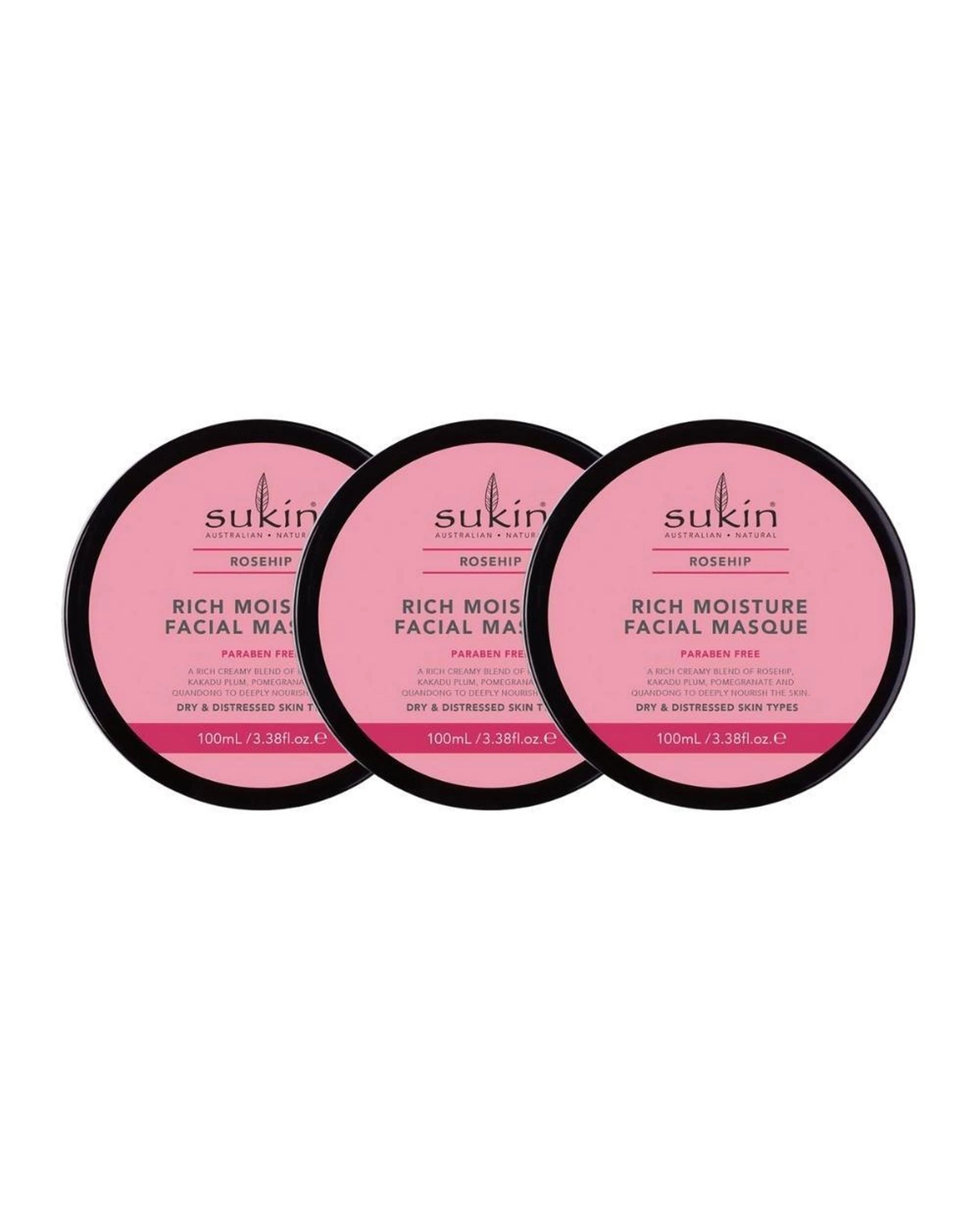 1 3 x Sukin Rosehip Rich Moisture Facial Masque 100mL, 1 of 1