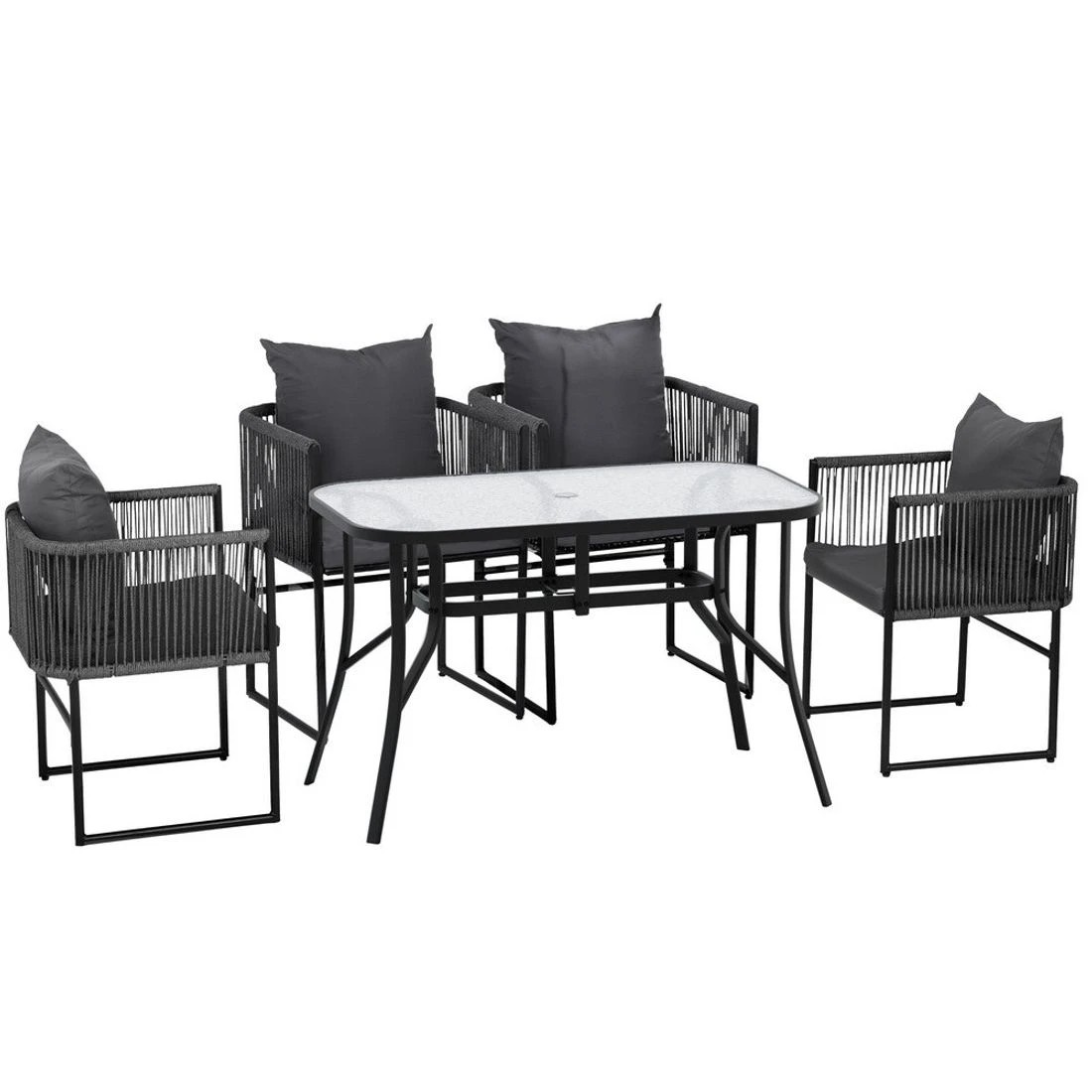 3 Gardeon 5PCS Outdoor Dining Set Table and Chairs Rope Patio Furniture Garden - Black, 3 of 6