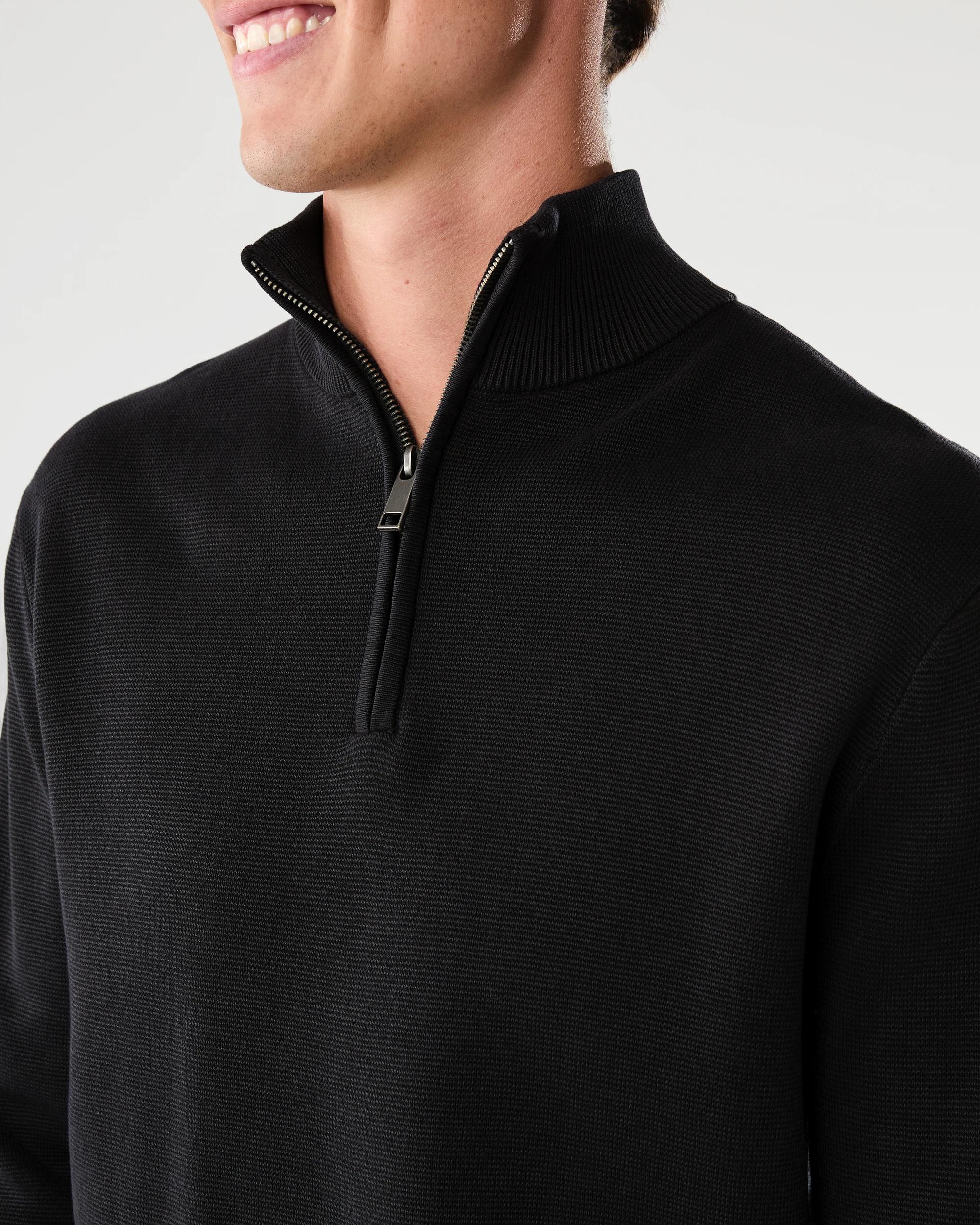 5 1/4 Zip Knit Jumper Black, 5 of 6