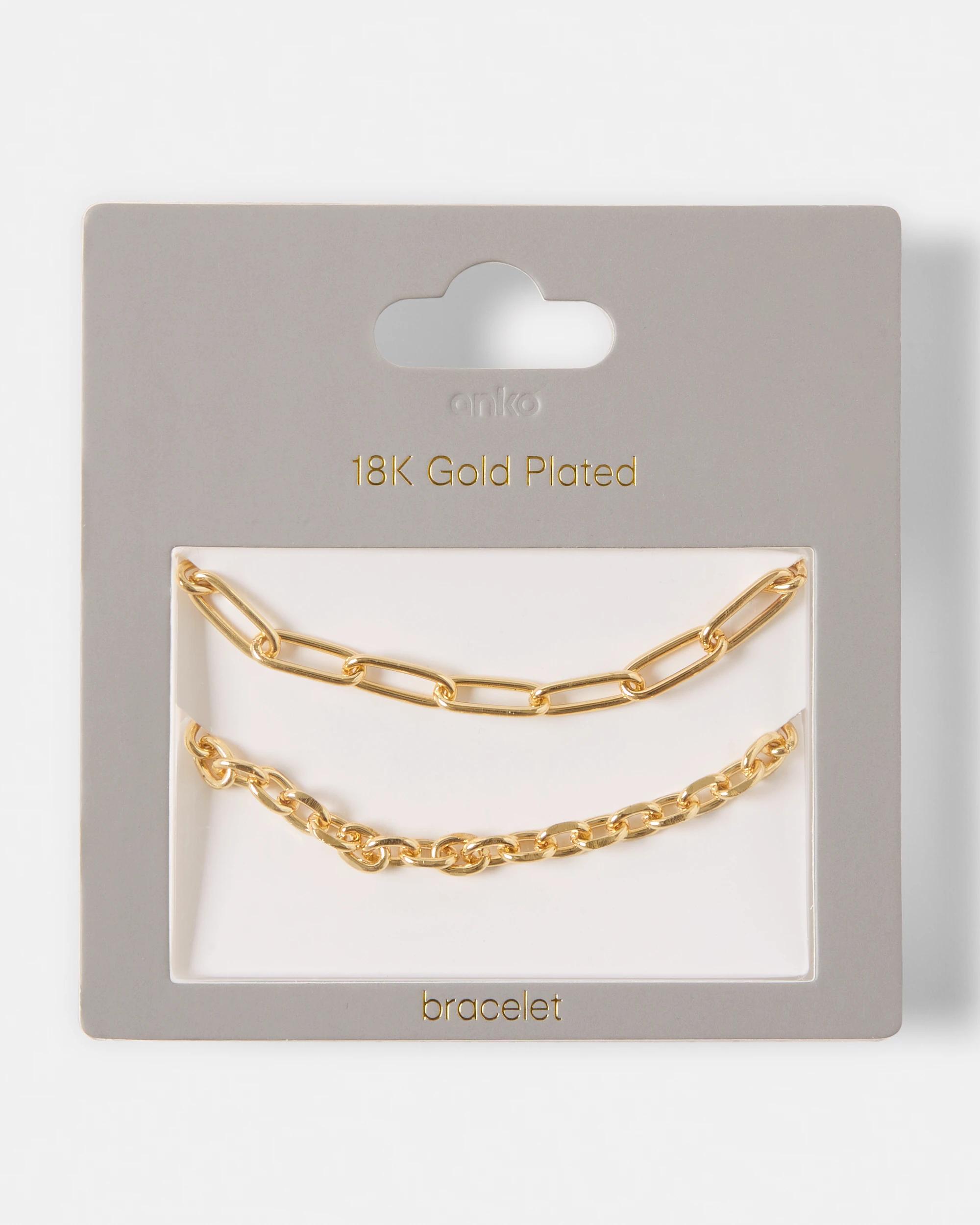 6 2 Pack 18K Gold Plated Chain Bracelet Gold, 6 of 6