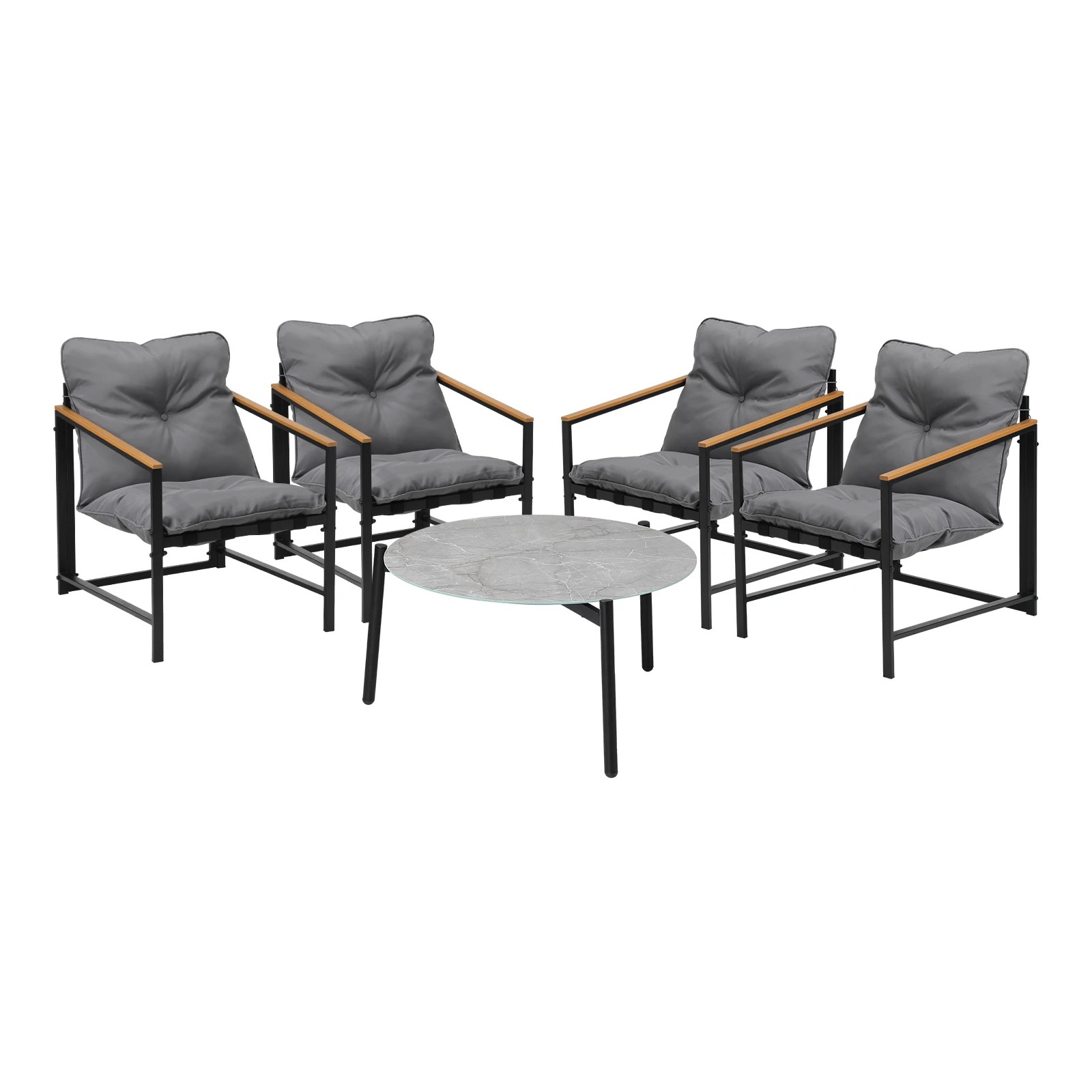 1 Livsip 5pc Outdoor Patio Furniture Set Bistro Sets 70cm Round Marble Table
 - Multi, 1 of 10