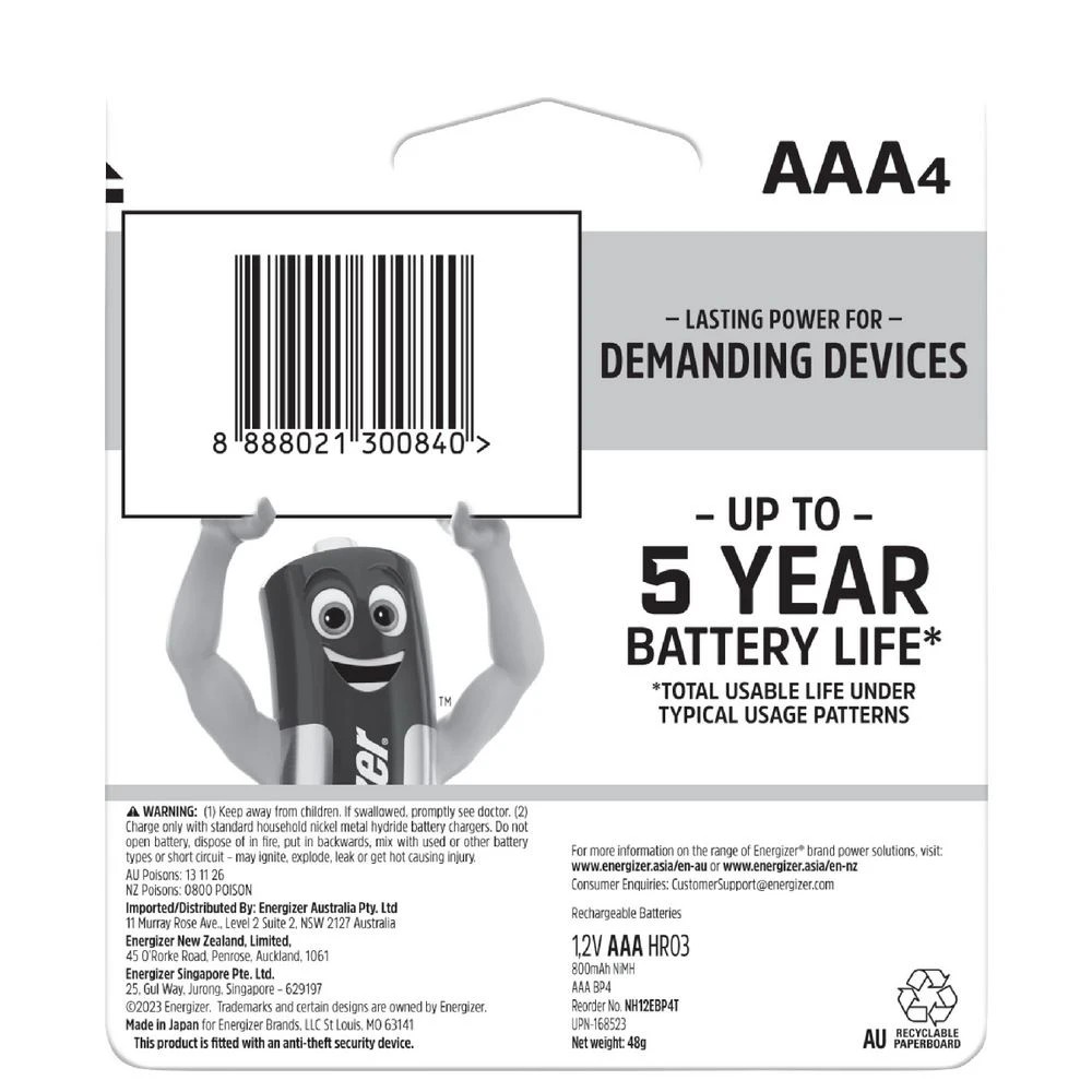 3 Energizer Rechargeable AAA Batteries 4 Pack, 3 of 3