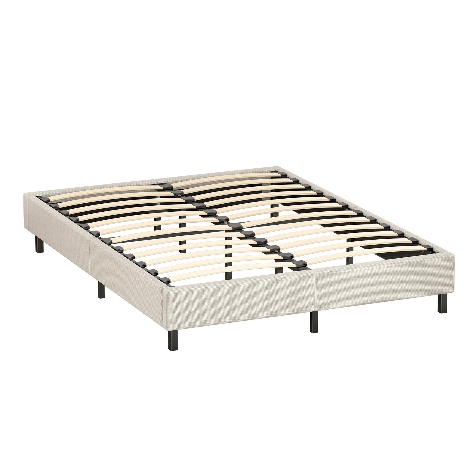 10 Alfordson Bed Frame Double Size Mattress Base Foundation Beige Fabric Basel - Beige, 10 of 10