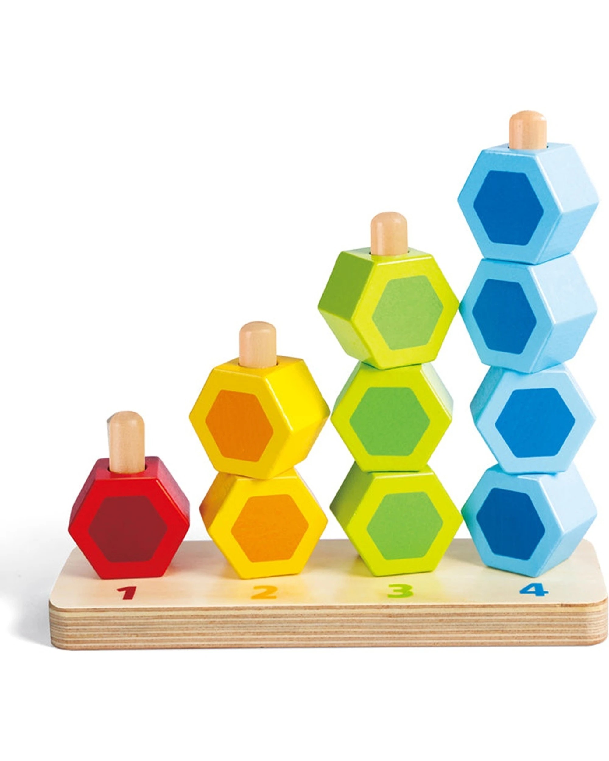 1 Hape Counting Stacker Colourful Wooden Blocks Toy 18x6x17.1cm Kids - Multi, 1 of 3