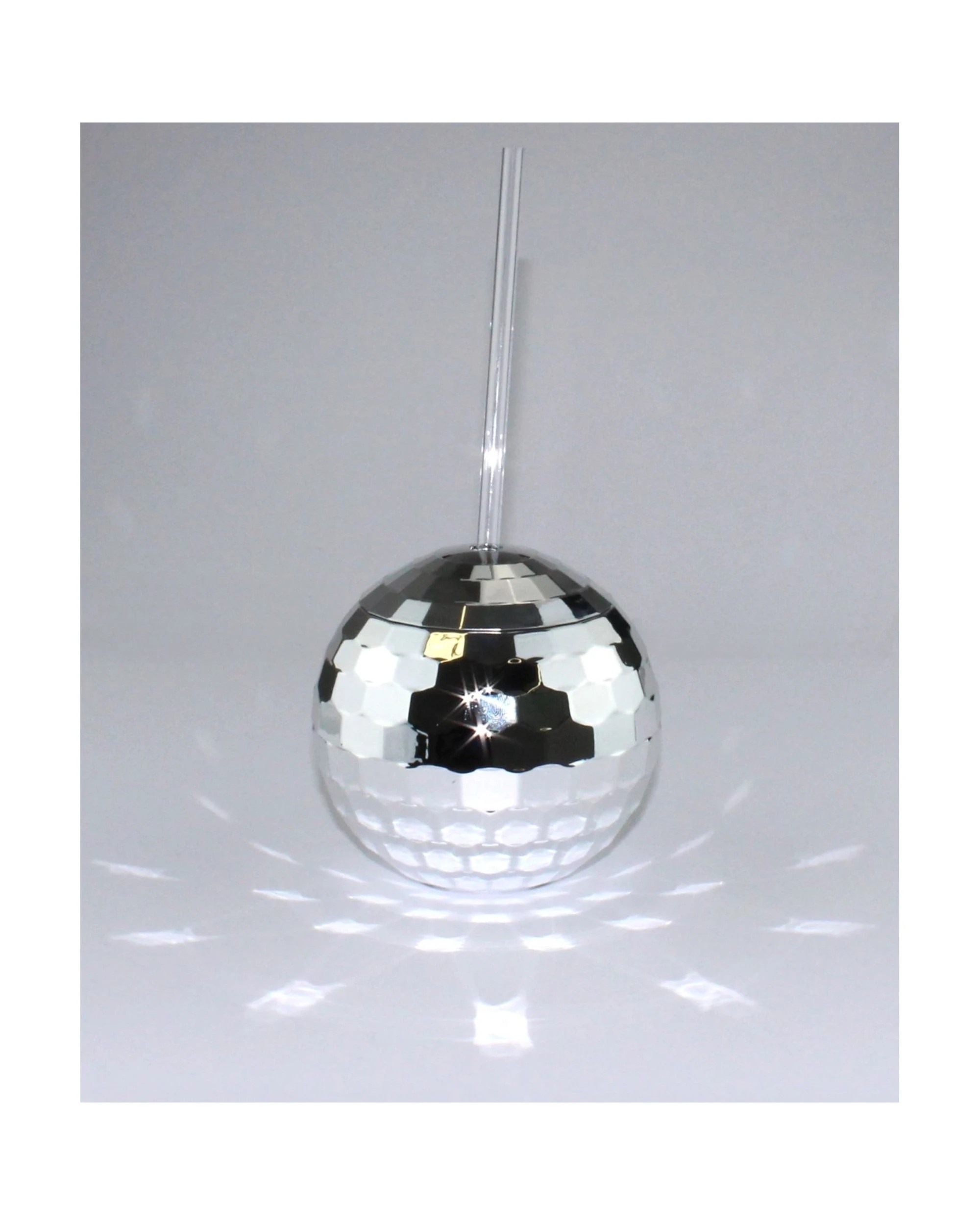 2 Partyrama Disco Ball Novelty Cup with Straw - Silver, 2 of 3
