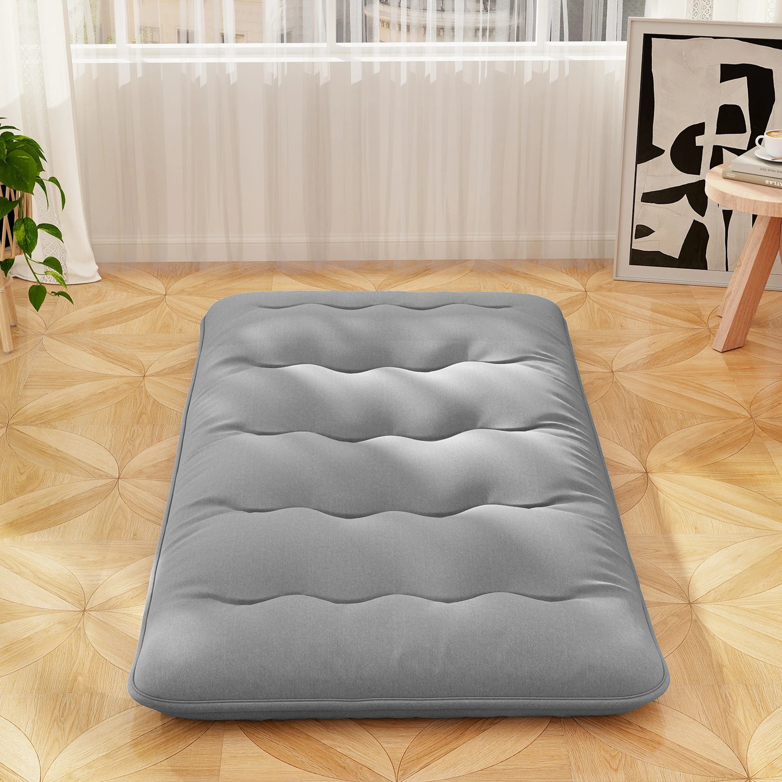 3 Costway Single Size Foldable Mattress Portable Roll Up Mat Japanese Floor Mattress w/Carry Bag - Grey, 3 of 3