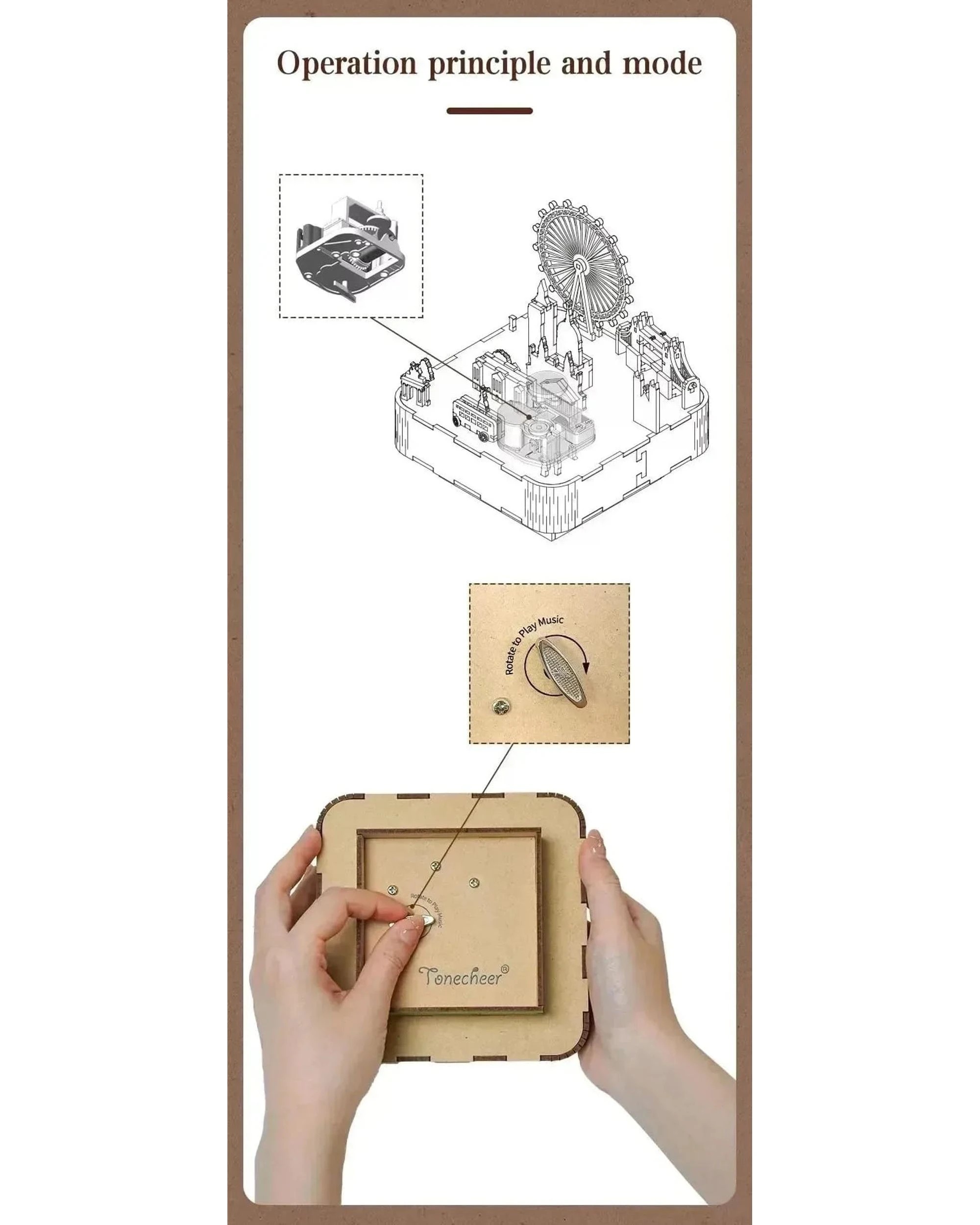 8 Tonecheer 3D Wooden Puzzle DIY Rotating Music Box - London, 8 of 10