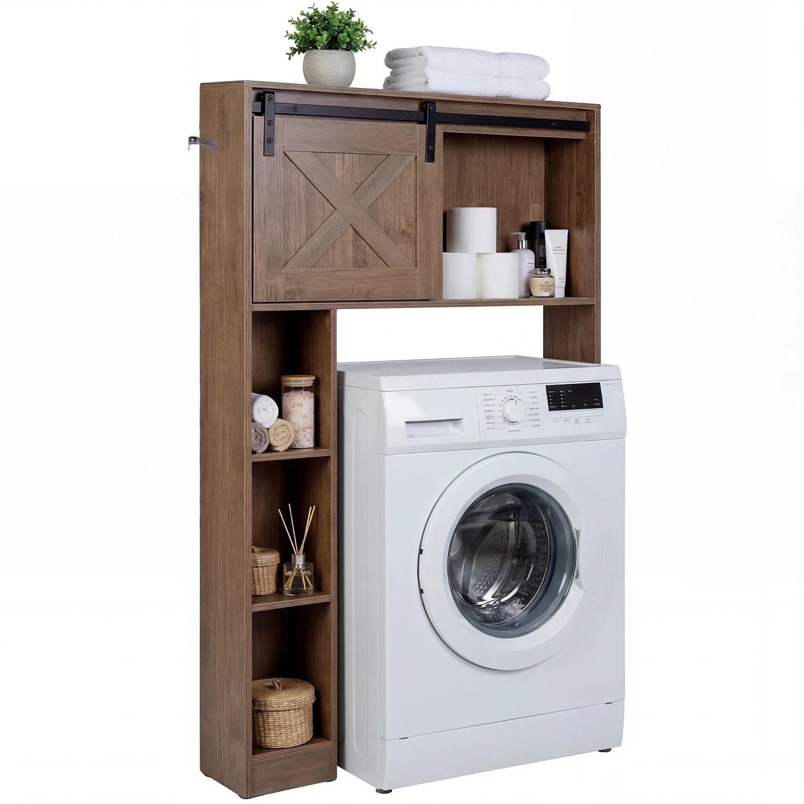 6 Costway Over The Toilet Bathroom Cabinet Storage Shelf Toilet Storage Rack Space Saver - Grey, 6 of 7