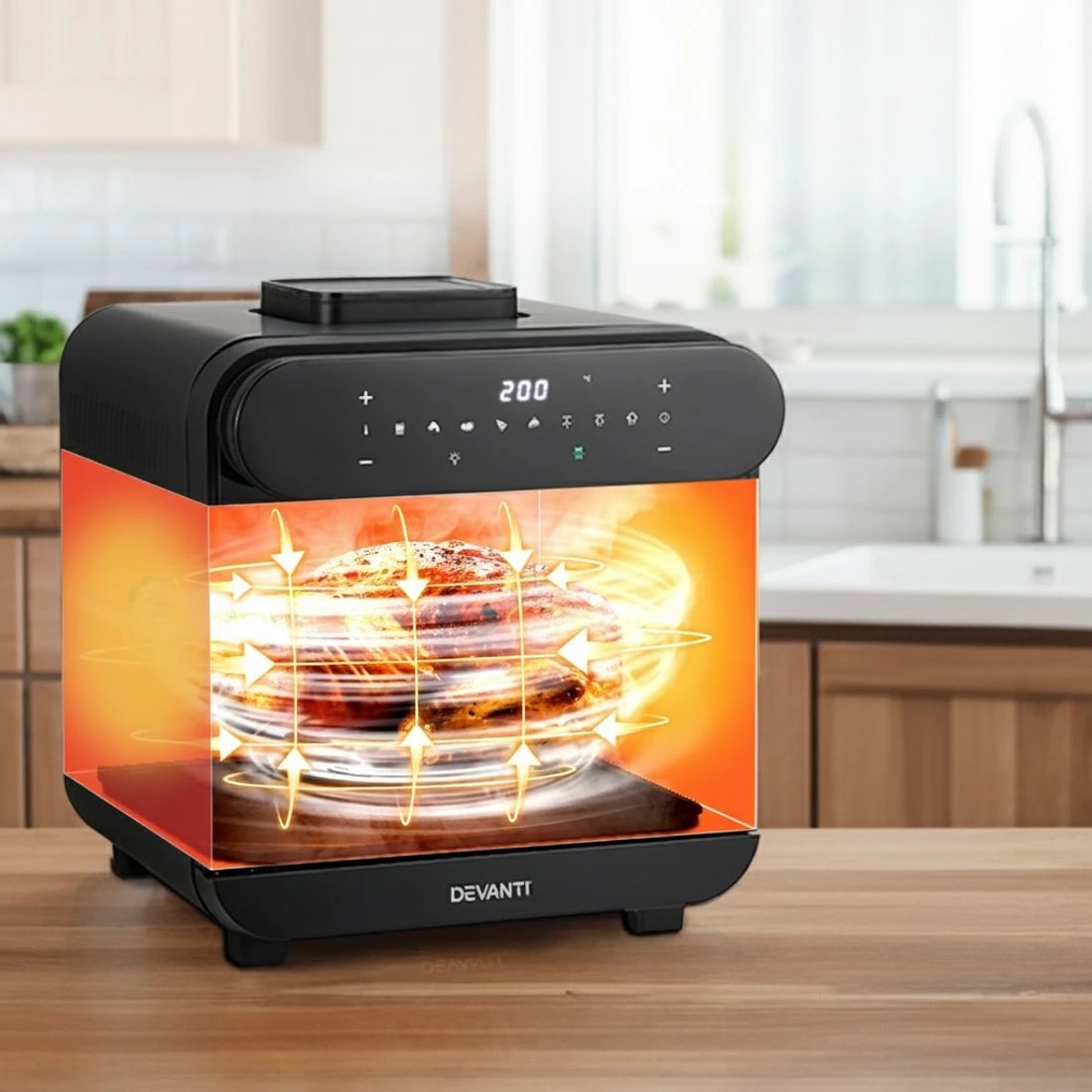 5 Devanti Steam Air Fryer Oven 15L W/ LCD Touch 1600W - Black, 5 of 6